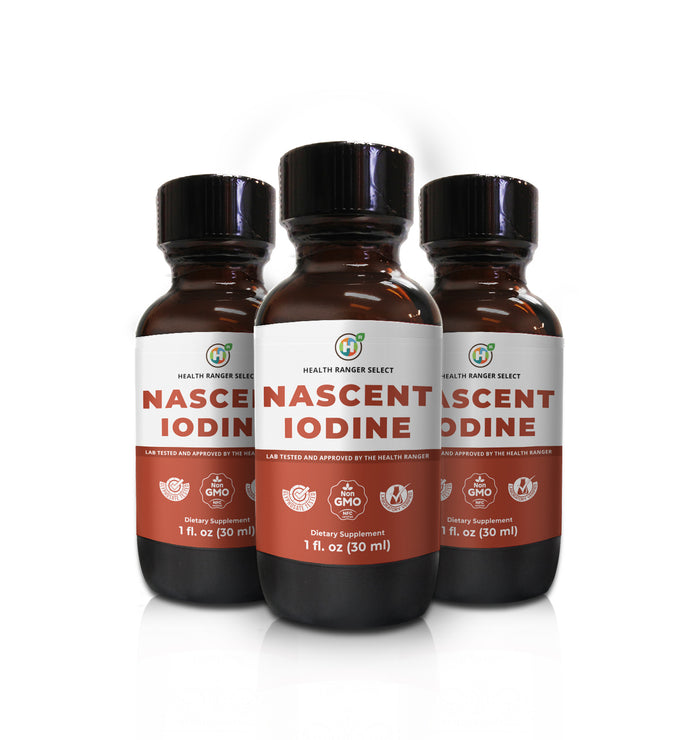 Health Ranger's Nascent Iodine 1 fl oz (30ml) - 2% Strength (Cap - For Long Term Storage) (3-Pack)