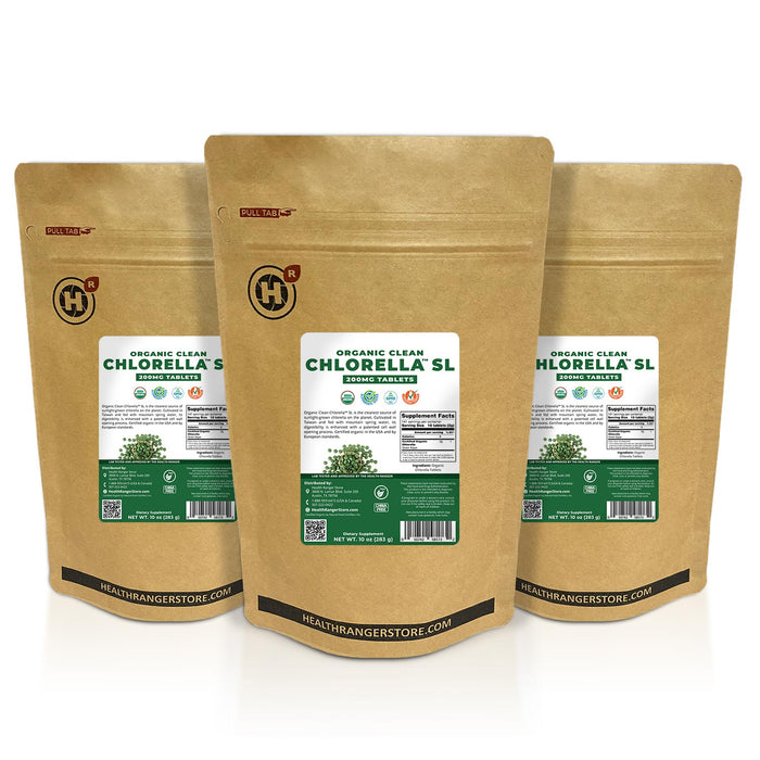 Organic Clean Chlorella SL 200mg Tablets (10oz, 283g), approximately 1415 tablets (3-Pack)