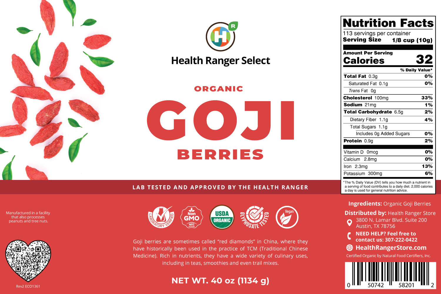 Organic Goji Berries (40oz,