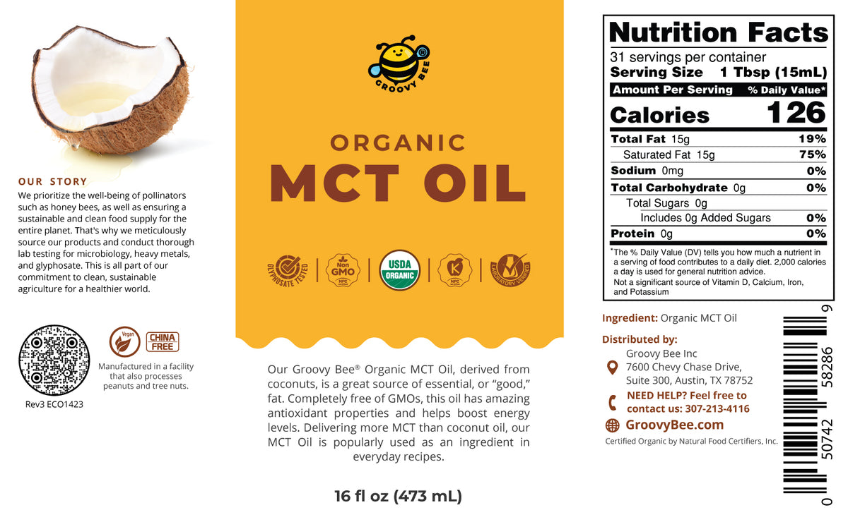 Groovy Bee® Organic MCT Oil 16 fl oz (473ml)