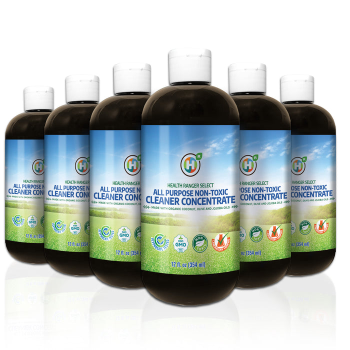 All Purpose Non-Toxic Cleaner Concentrate 12oz (354ml) (6-Pack) (Made with Organic Coconut, Olive and Jojoba Oils)