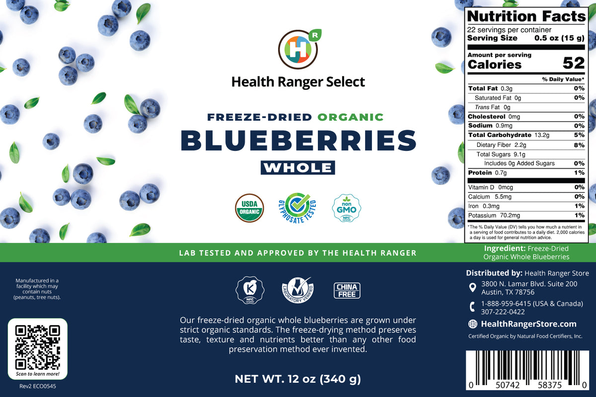 Freeze-Dried Organic Whole Blueberries (12oz,
