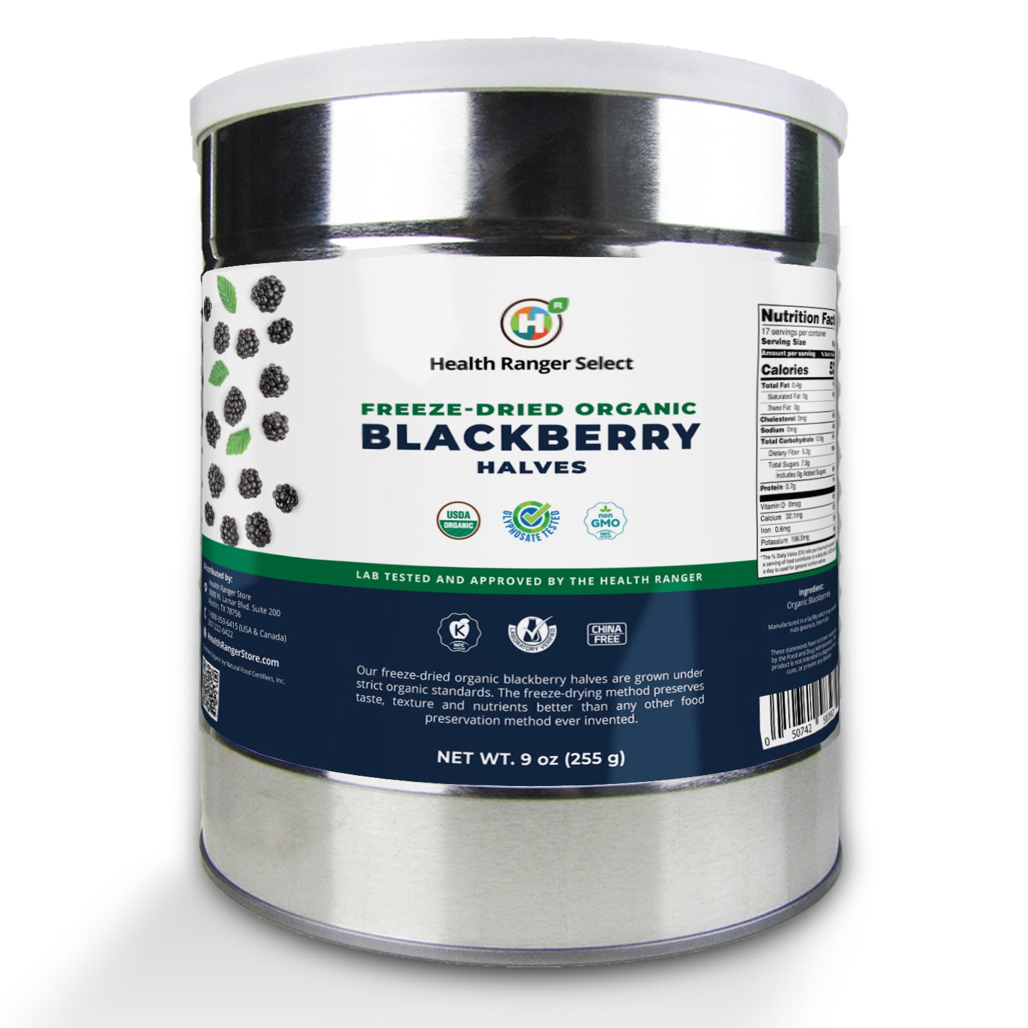 Freeze-Dried Organic Blackberry Halves (9oz,
