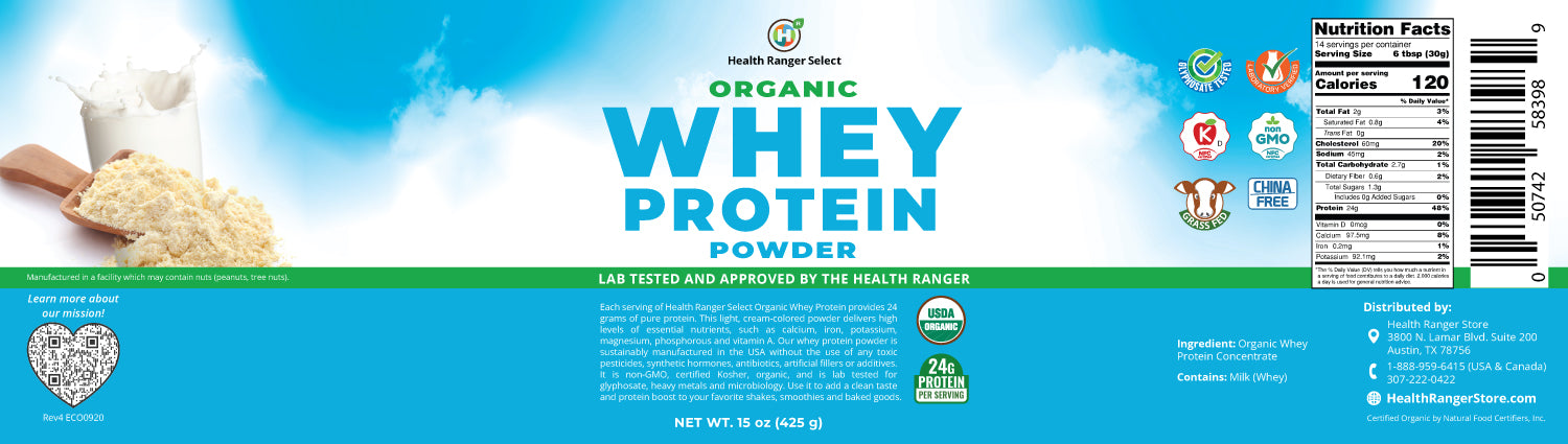 Organic Whey Protein Powder 15 oz (425g)