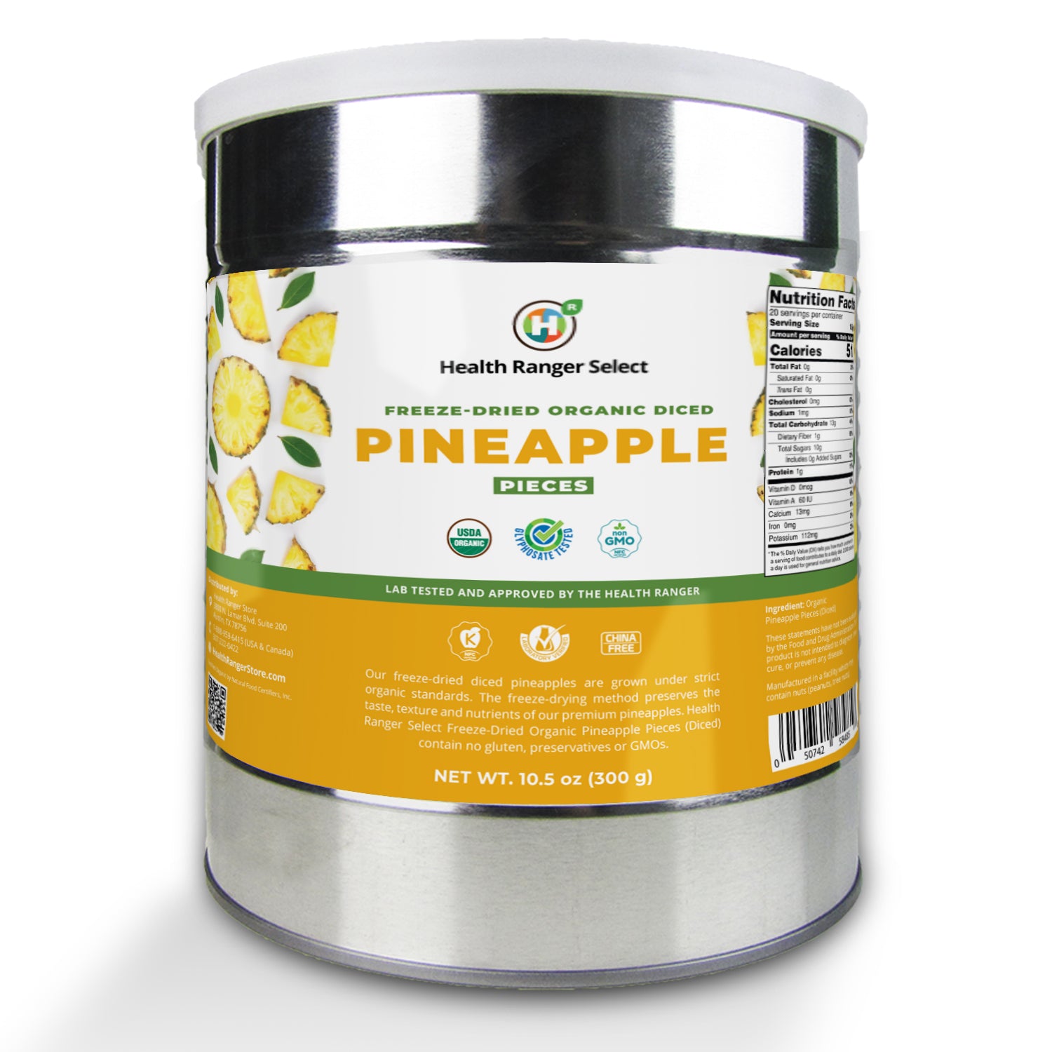 Organic Freeze Dried Pineapple 10.5oz (300g)
