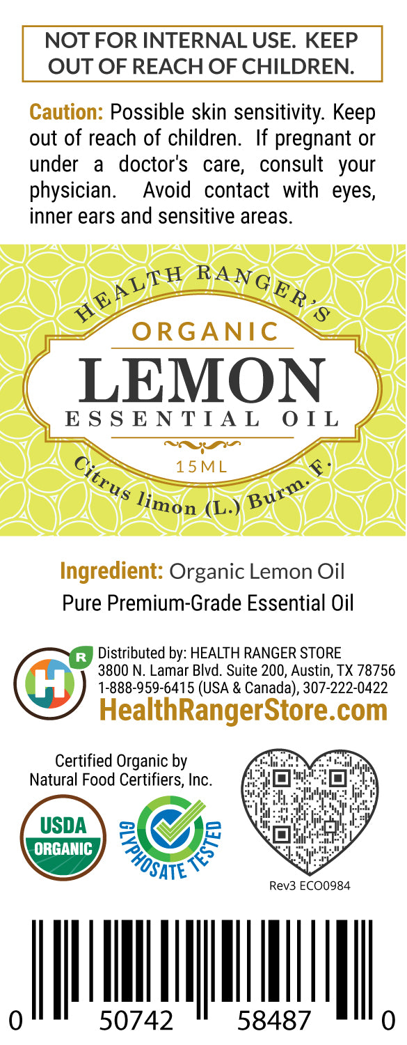 Organic Lemon Essential Oil 0.5oz (15ml)