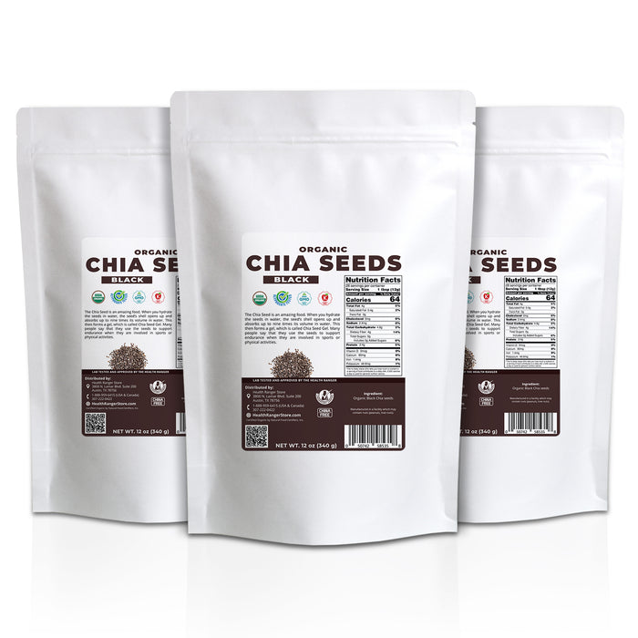 Organic Black Chia Seeds 12oz (340 g) (3-Pack)