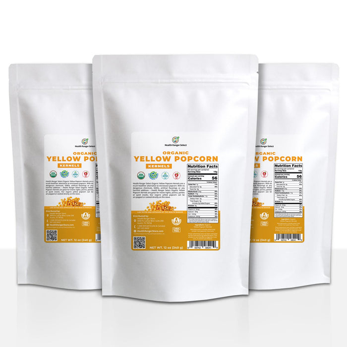 Organic Yellow Popcorn Kernels 12oz (340g) (3-Pack)