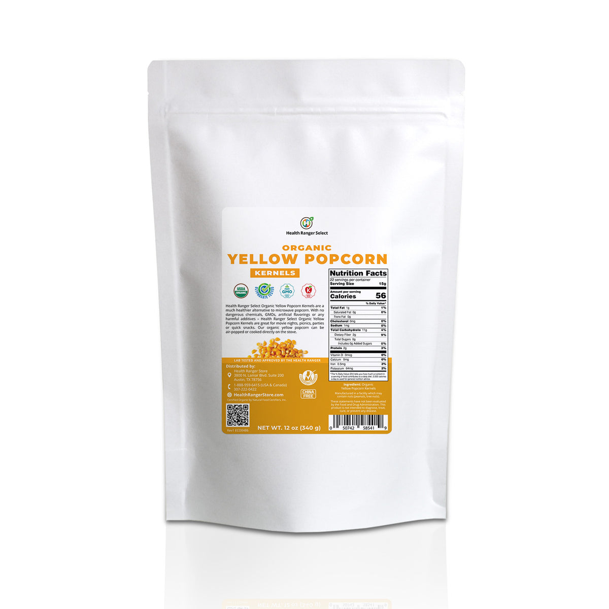 Organic Yellow Popcorn Kernels 12oz (340g)