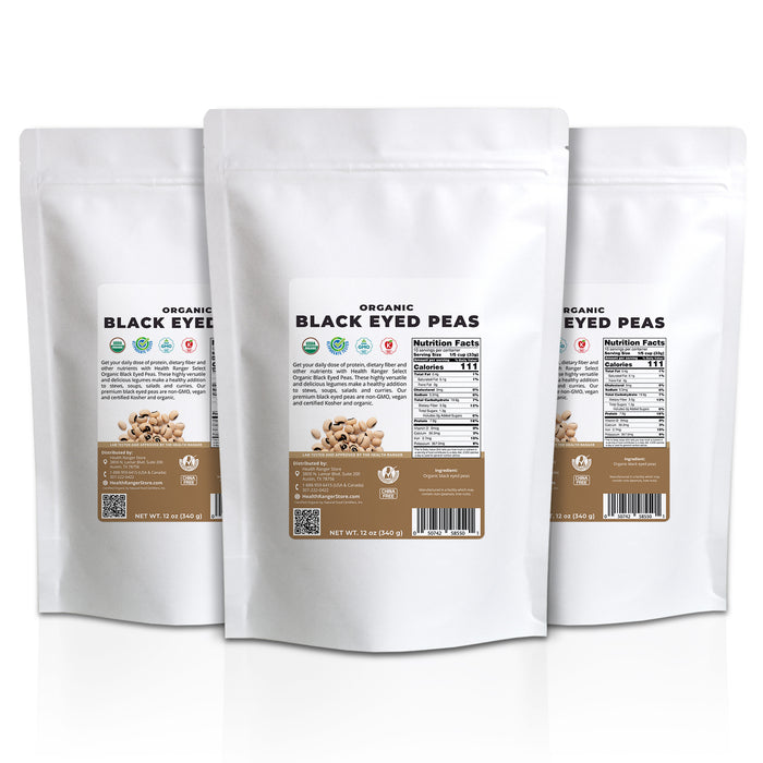Organic Black Eyed Peas 12 oz (340 g) (3-Pack)
