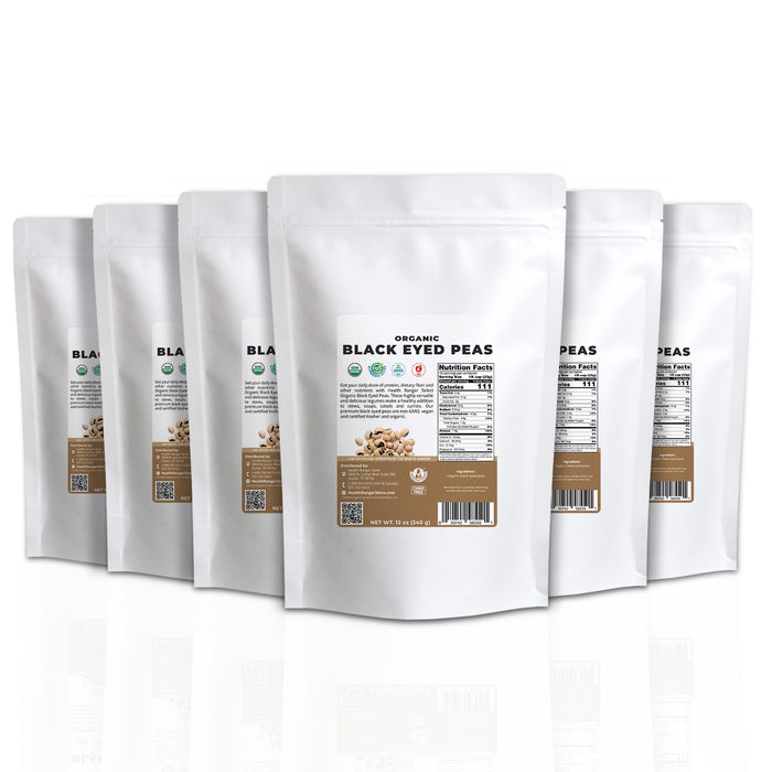 Organic Black Eyed Peas 12 oz (340 g) (6-Pack)