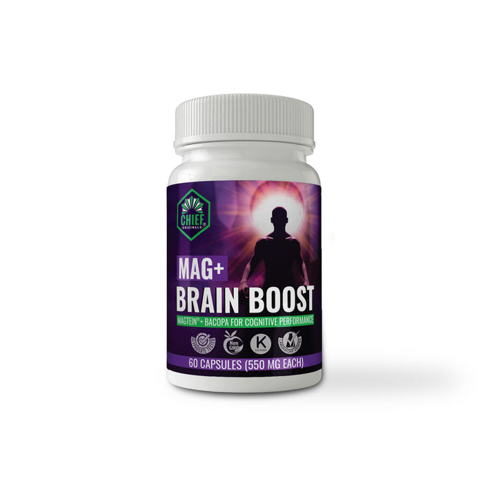 Mag+ Brain Boost Nootropic (Magtein + Bacopa for Cognitive Performance) 60 Capsules (550mg Each)
