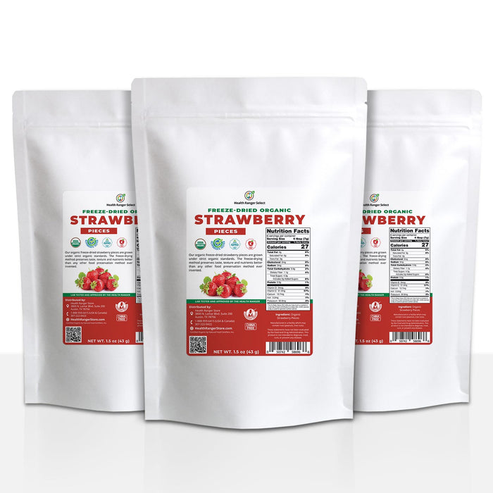Freeze-Dried Organic Strawberry Pieces 1.5 oz (43 g) (3-Pack)