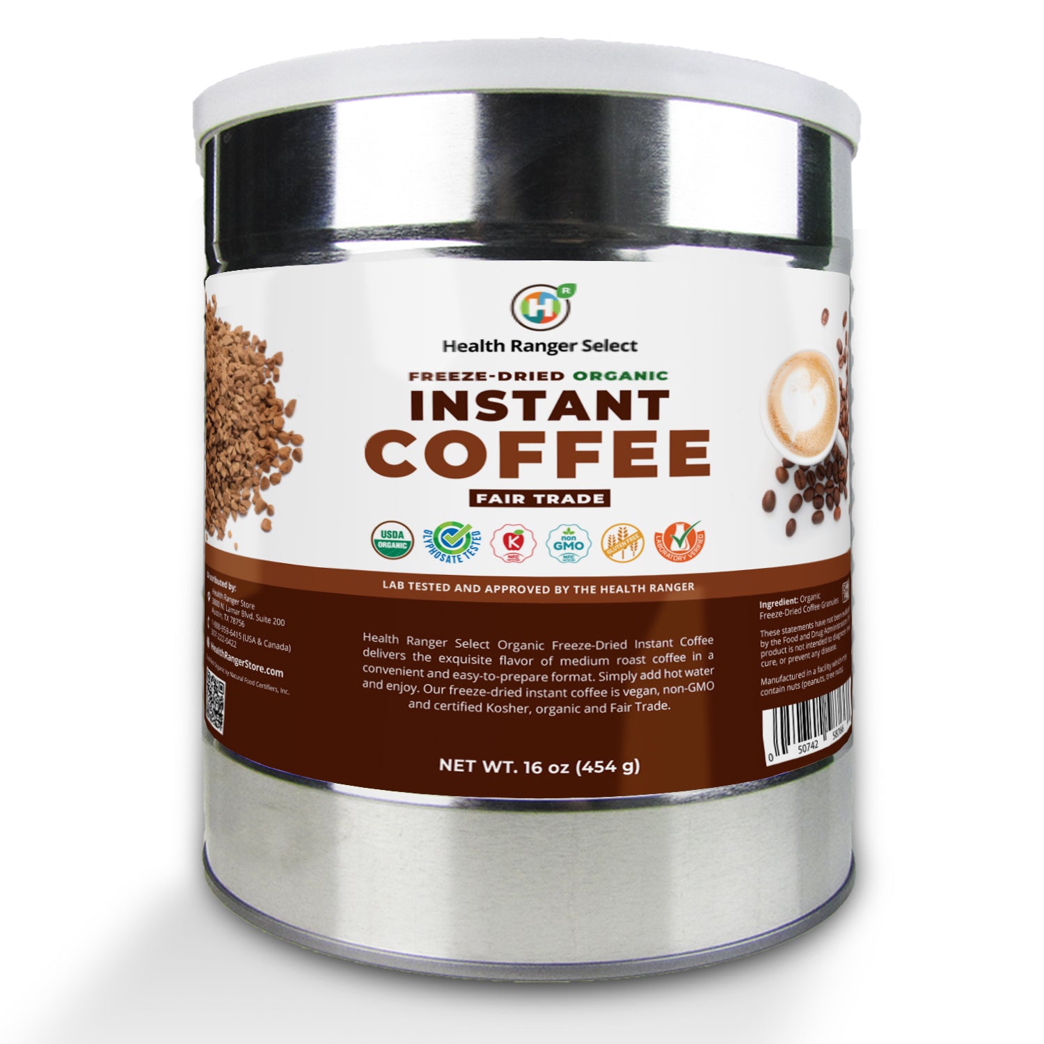 Fair Trade Organic Freeze-Dried Instant Coffee 16oz (454g) 