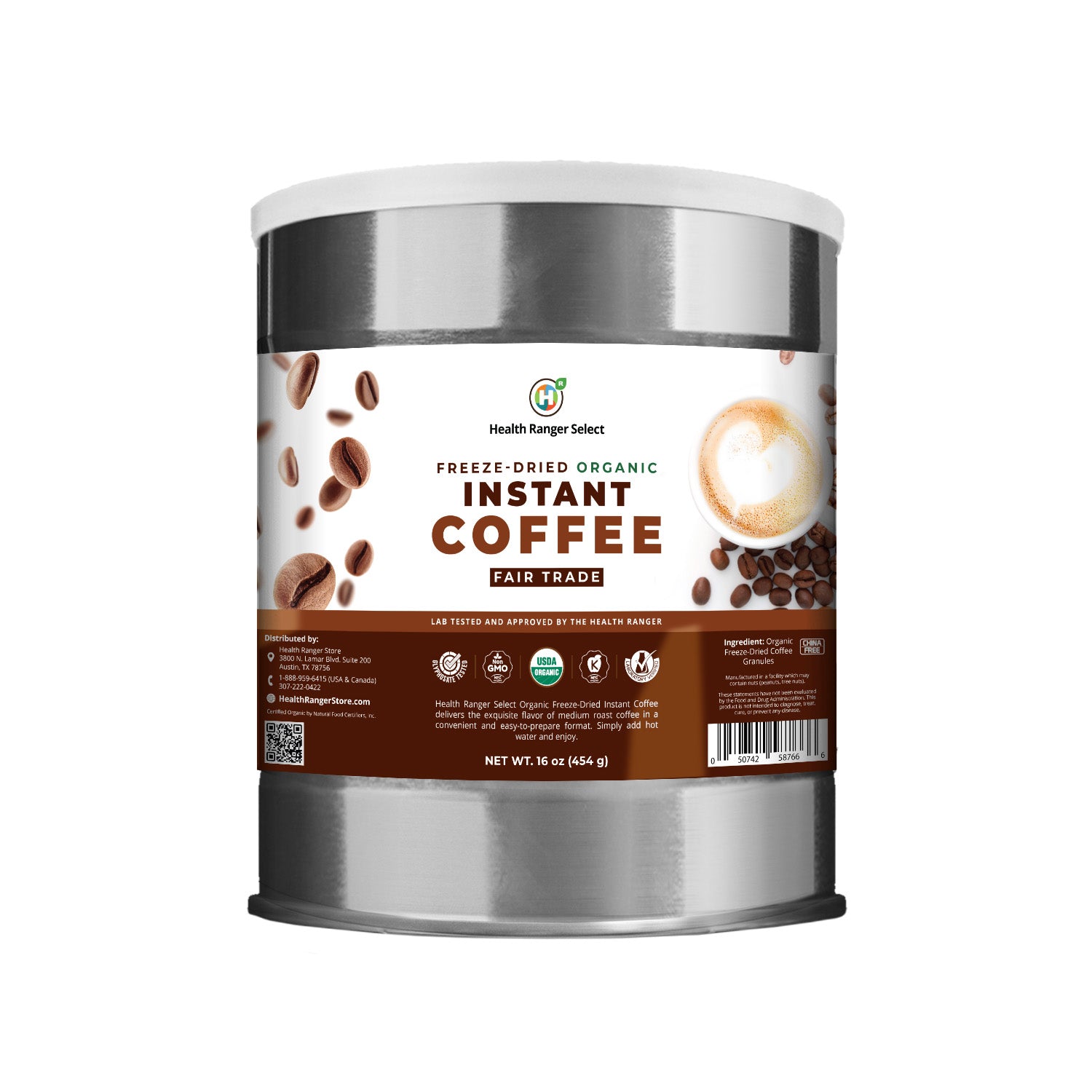 Fair Trade Organic Freeze-Dried Instant Coffee 16oz (454g)