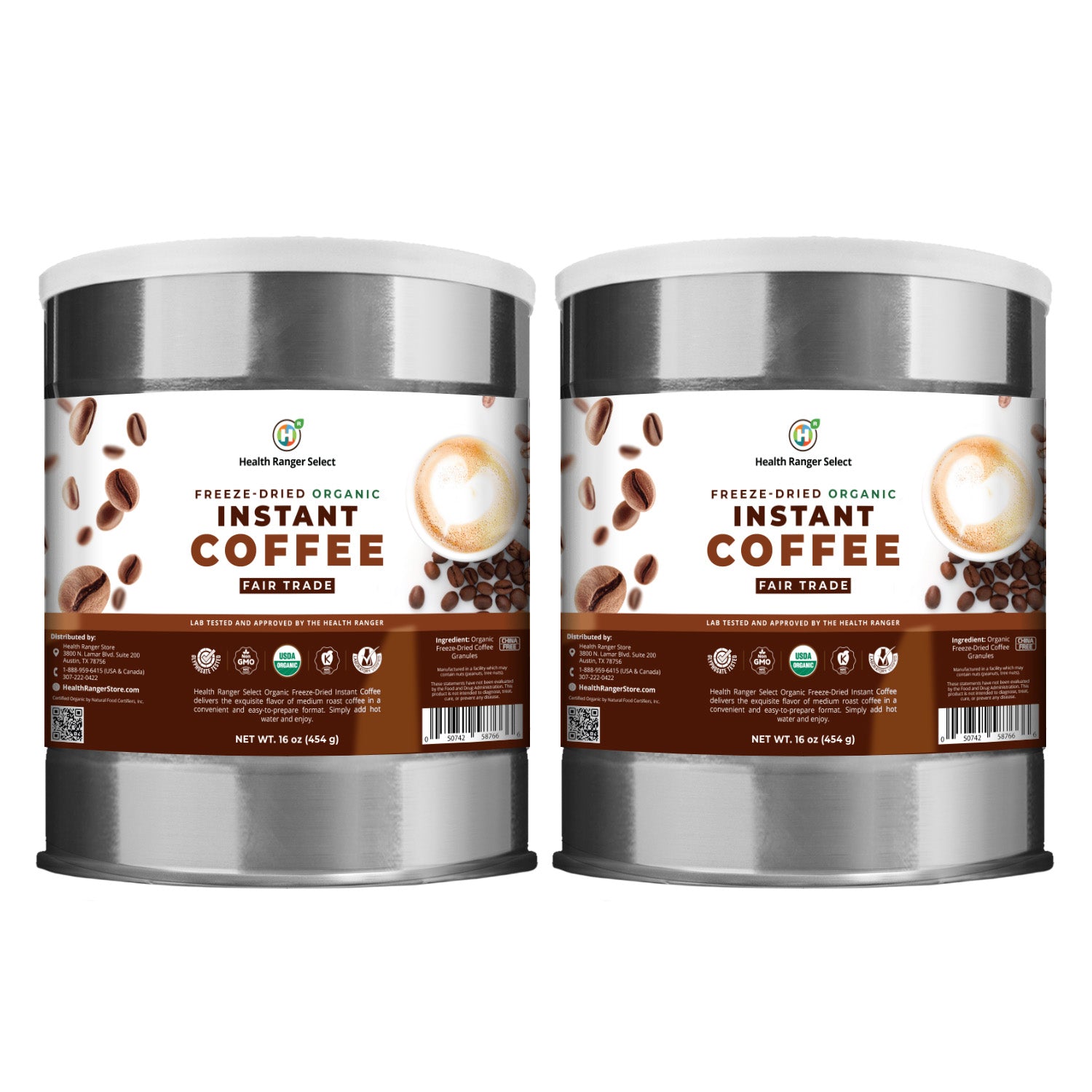 Fair Trade Organic Freeze-Dried Instant Coffee 16oz (454g)