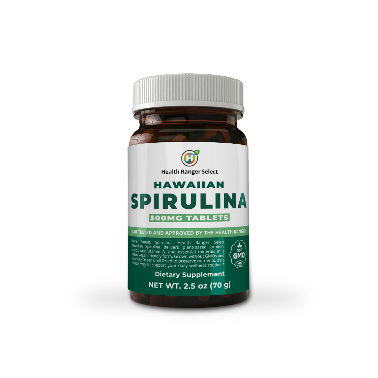 Hawaiian Spirulina Cold Pressed 500mg Tablets 2.5oz (70g)