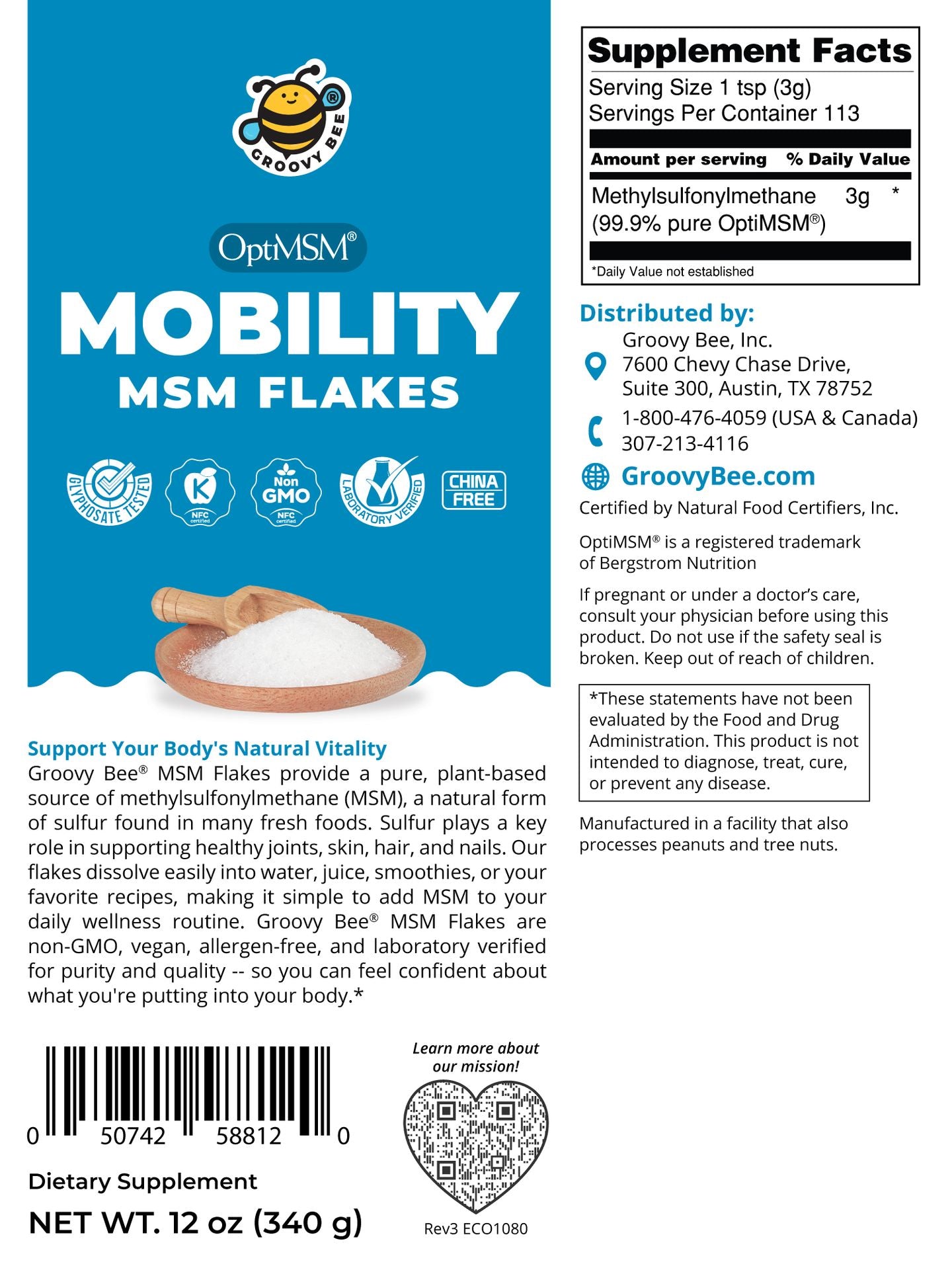 OptiMSM Mobility Flakes 12oz (340g)