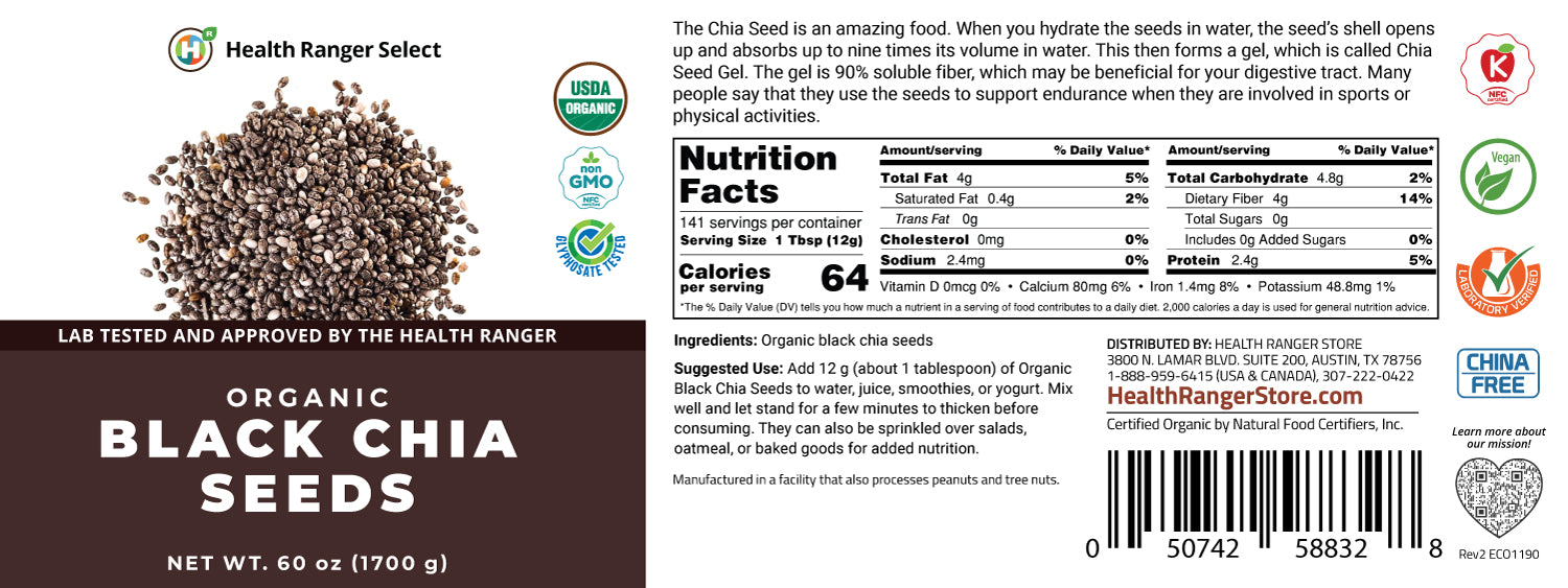 Mini Bucket - Organic Black Chia Seeds 60 oz (1700 g)