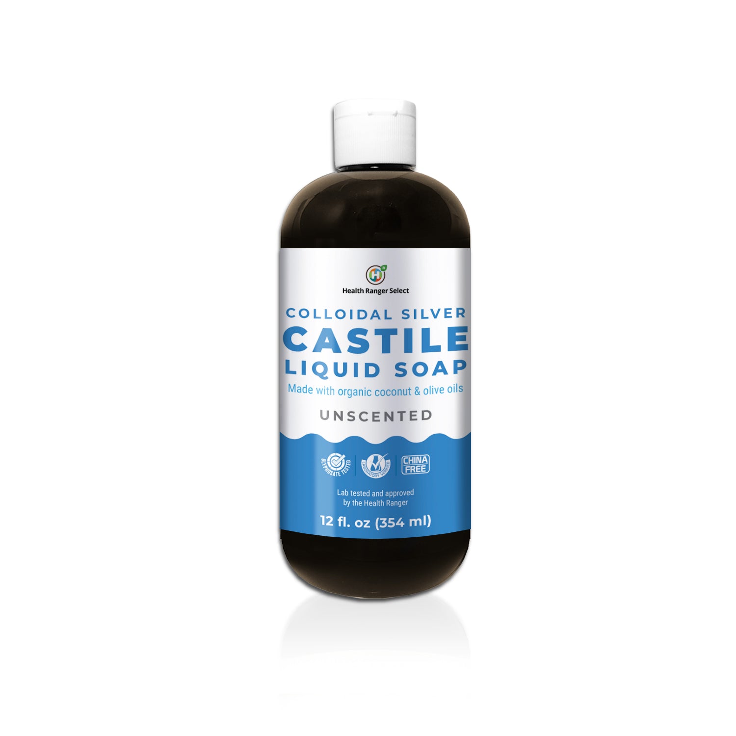 Colloidal Silver Castile Liquid Soap - Unscented 12 oz (354 ml)