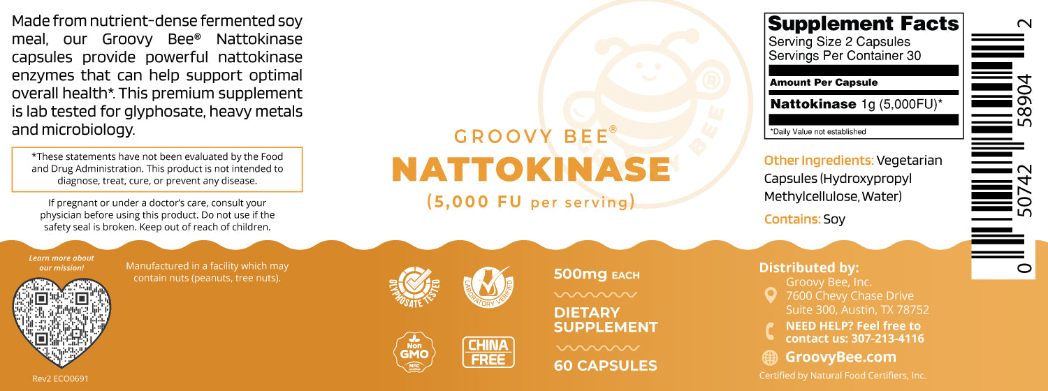 Nattokinase (5,000 FU per Serving) 60 Capsules (500mg Each)