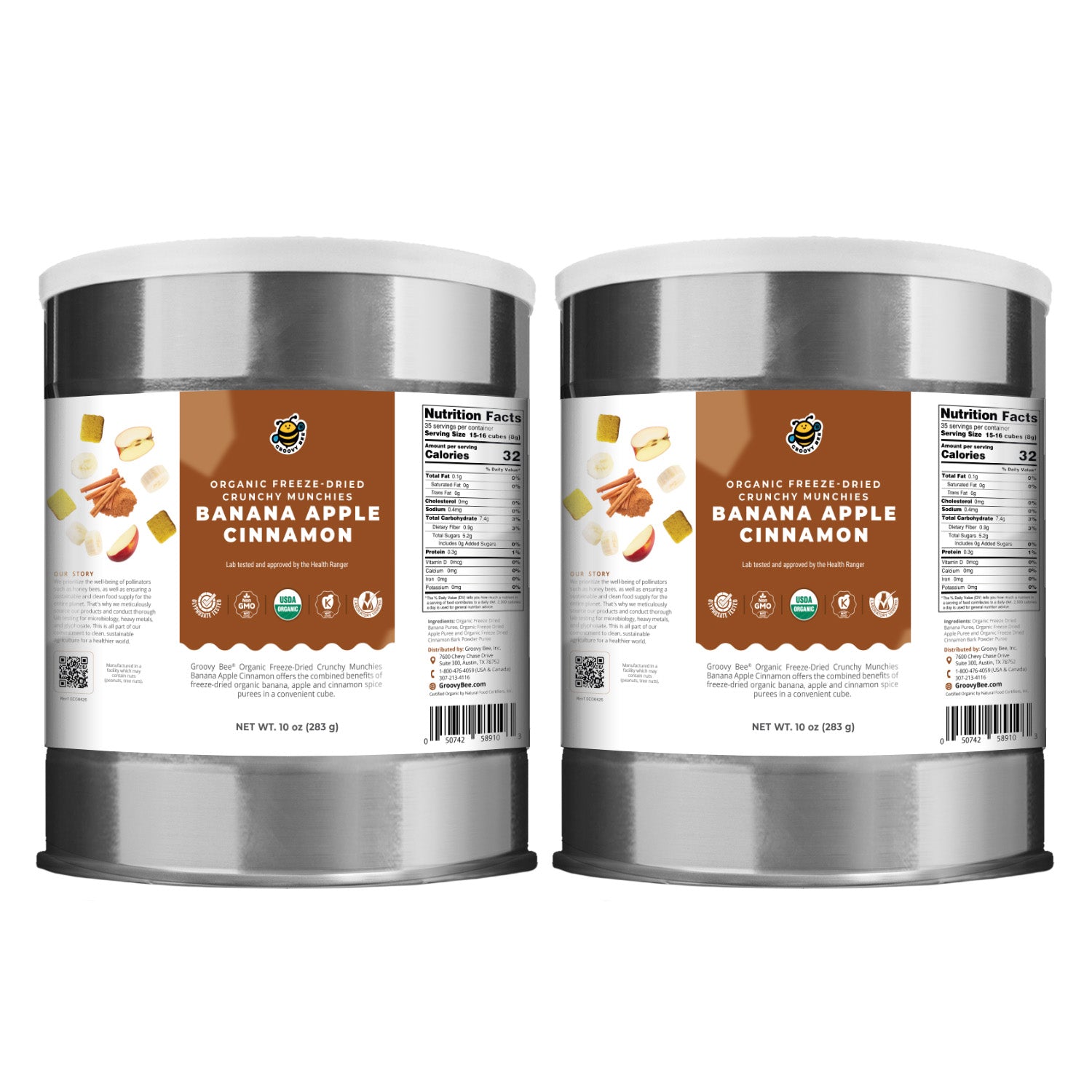 Organic Freeze-Dried Crunchy Munchies Banana Apple Cinnamon (10 oz, 289g)