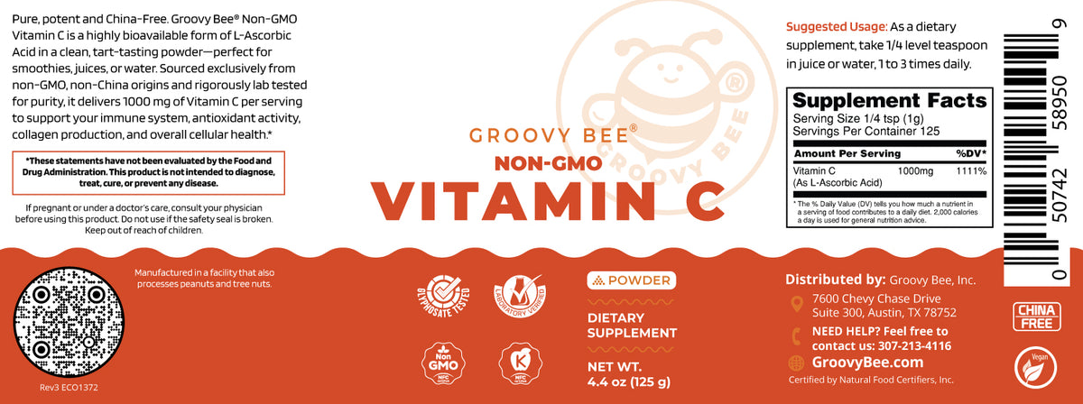 Non-GMO Vitamin C Powder 4.4 oz (125g)