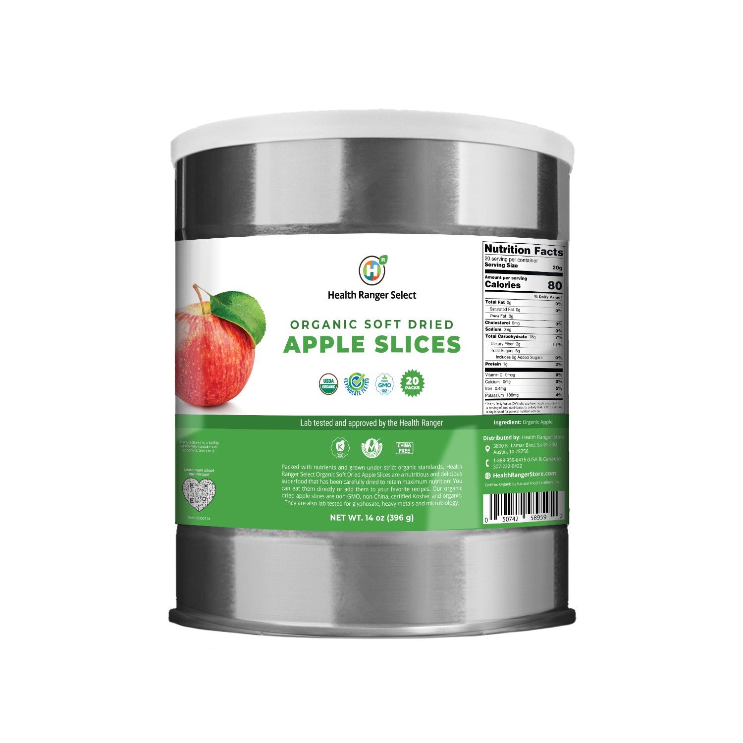 Organic Soft Dried Apple Slices 14 oz (396g)