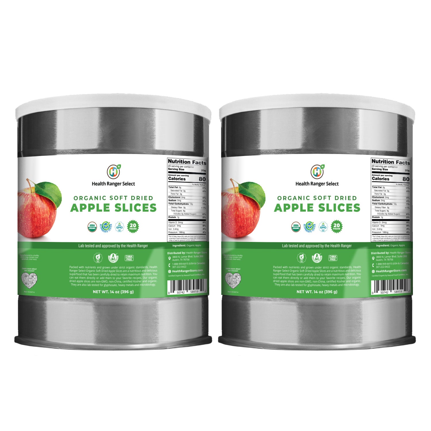 Organic Soft Dried Apple Slices 14 oz (396g)