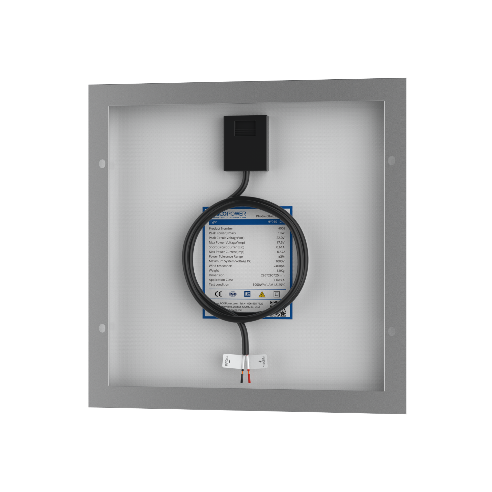 10 Watt 12 Volt Monocrystalline Solar Panel