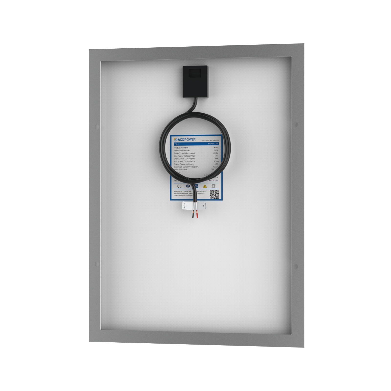 20 Watt 12 Volt Monocrystalline Solar Panel