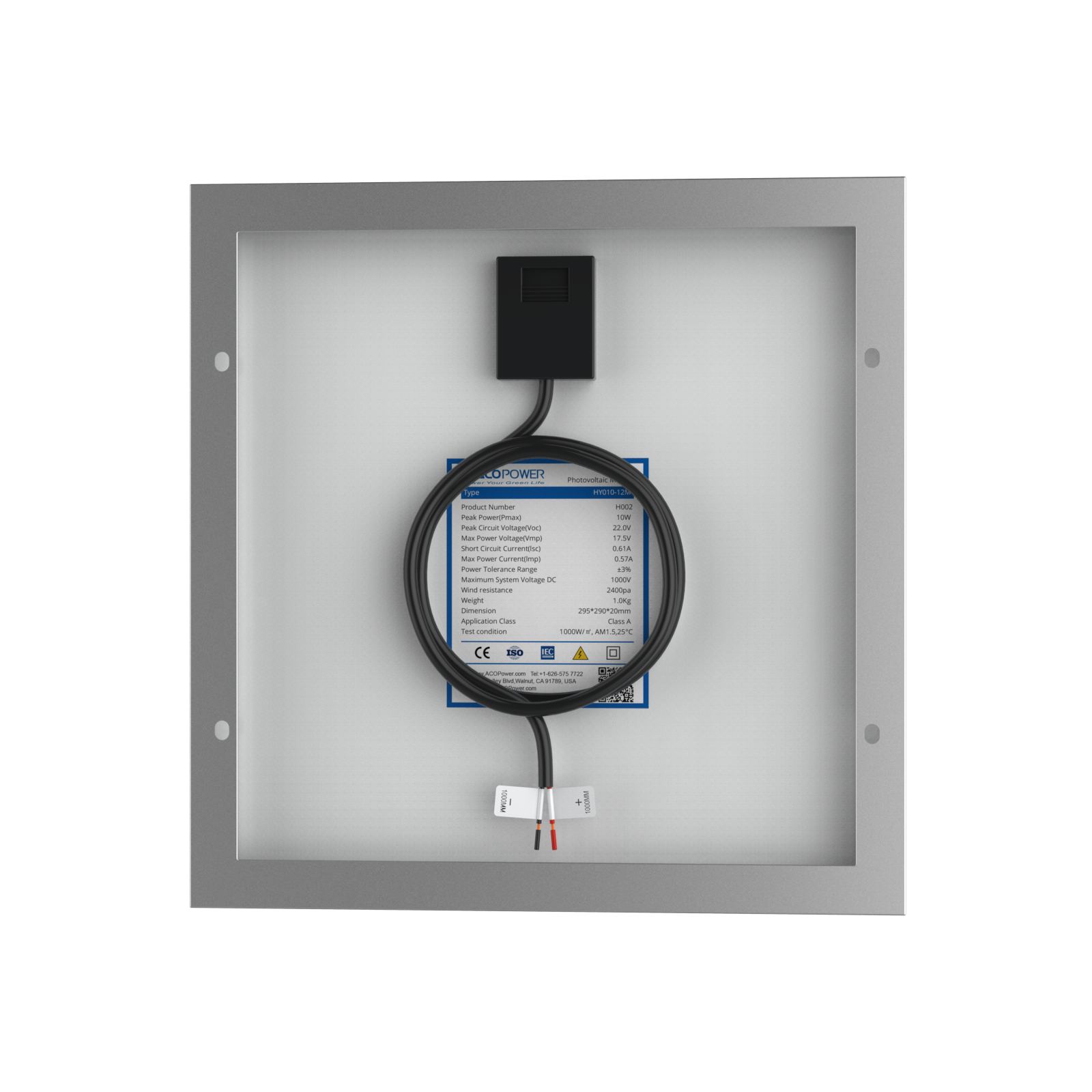 10 Watt 12 Volt Monocrystalline Solar Panel