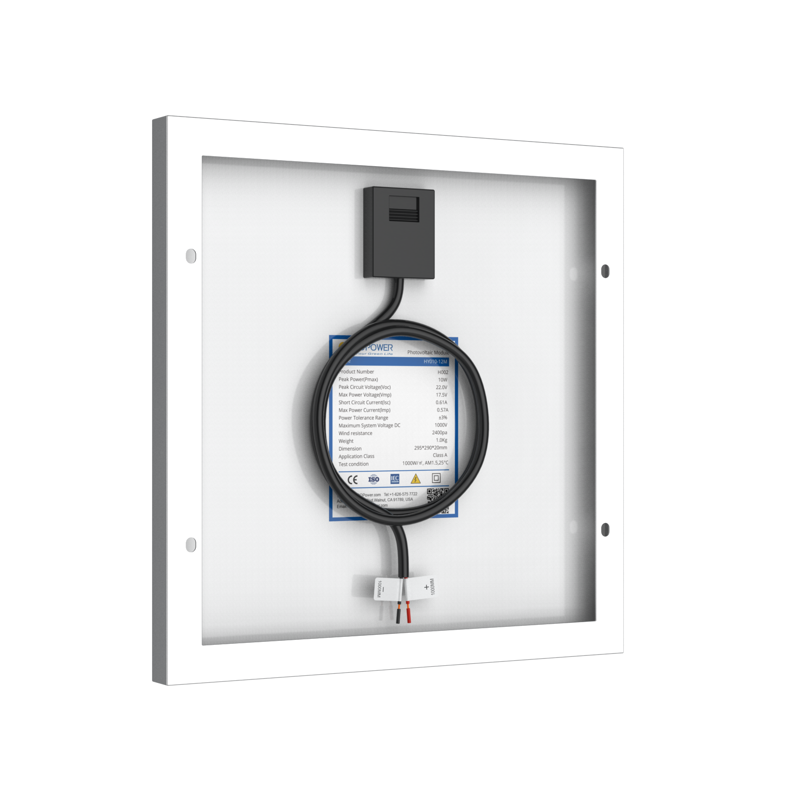 10 Watt 12 Volt Monocrystalline Solar Panel