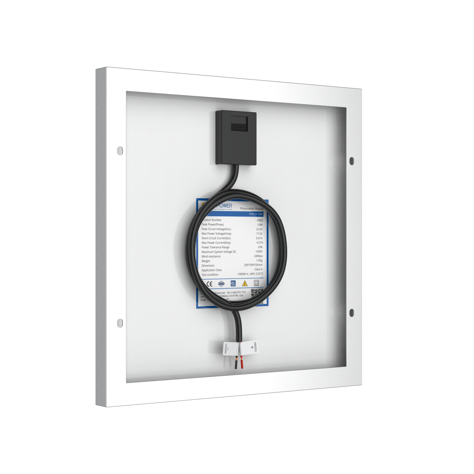 10 Watt 12 Volt Monocrystalline Solar Panel