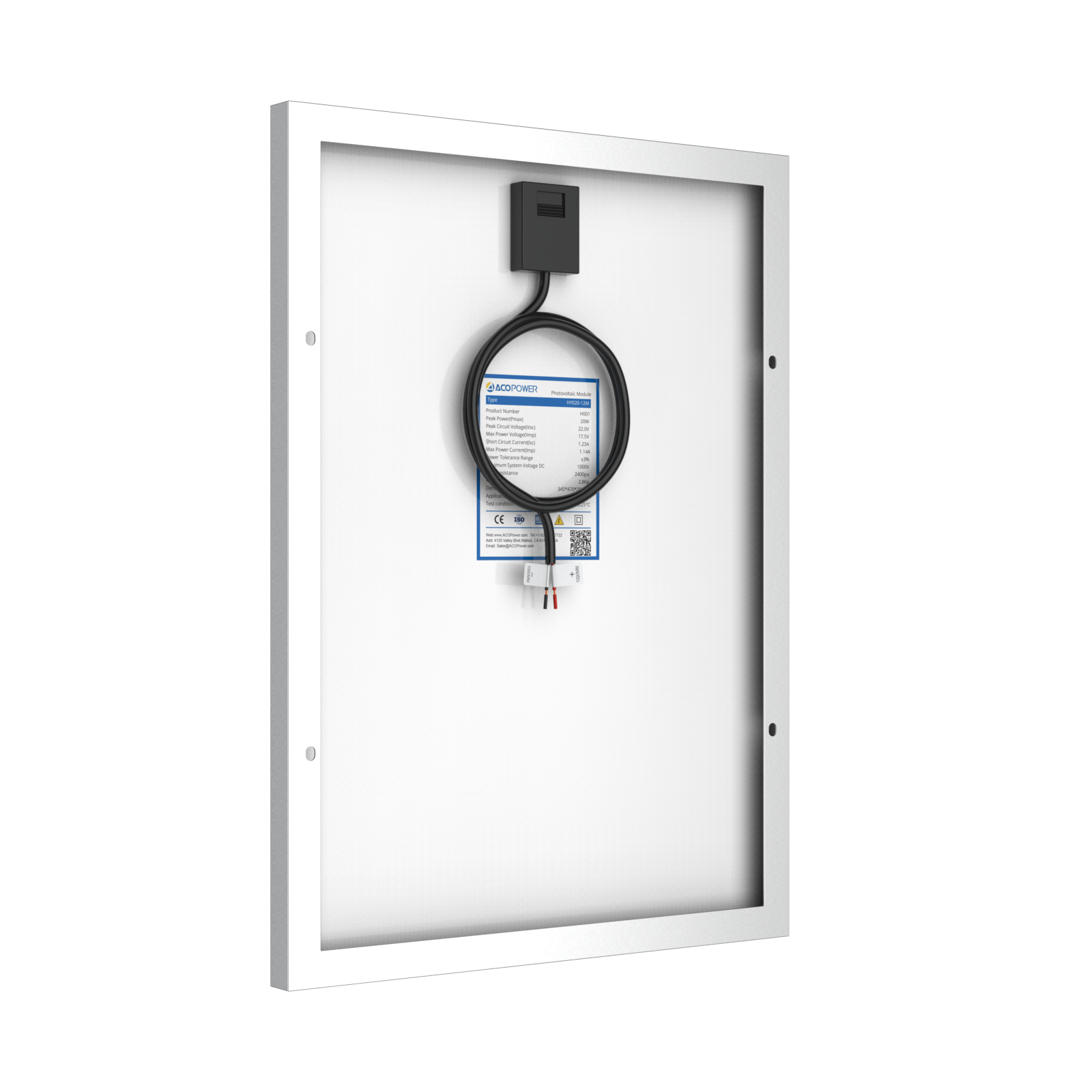 20 Watt 12 Volt Monocrystalline Solar Panel