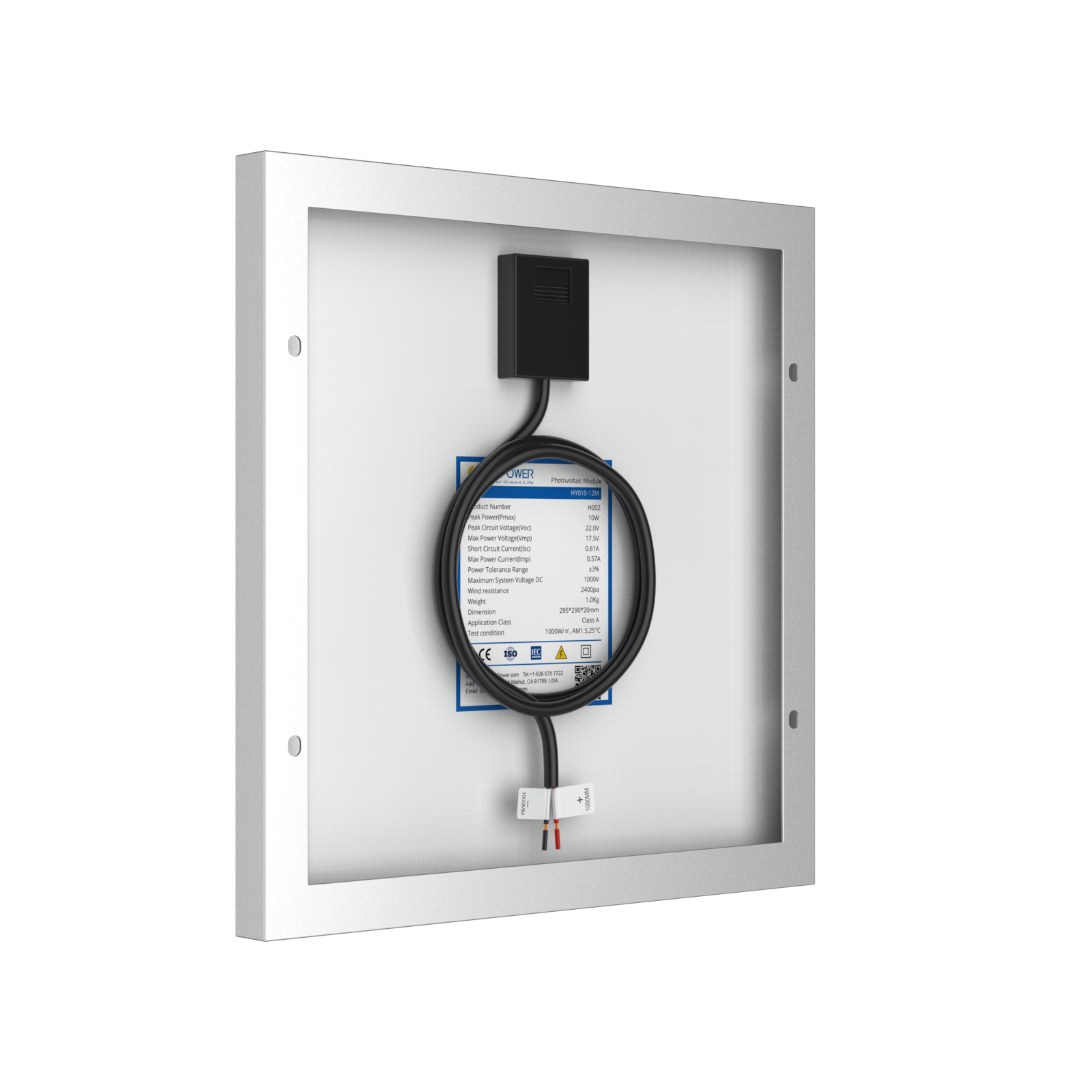 10 Watt 12 Volt Monocrystalline Solar Panel