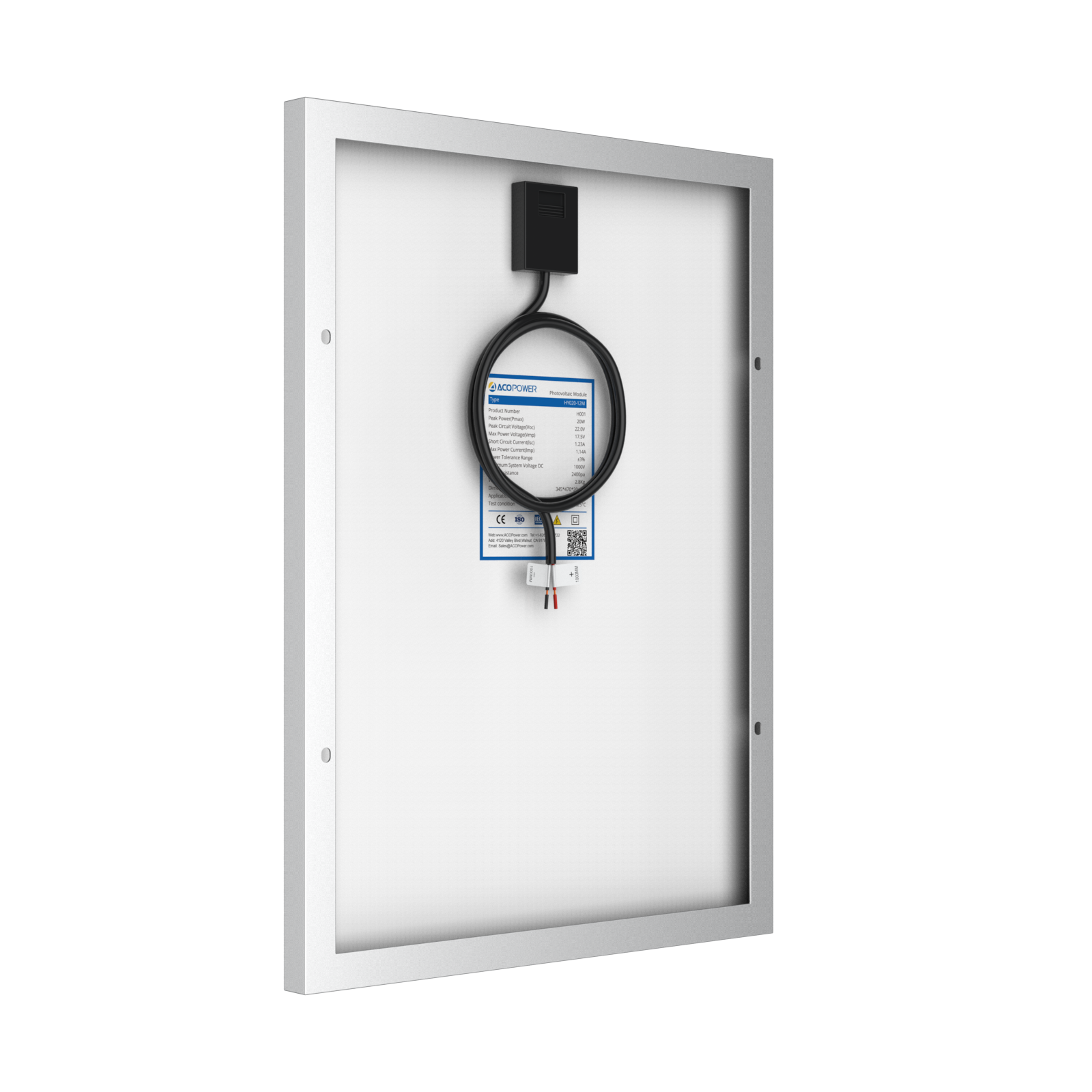 20 Watt 12 Volt Monocrystalline Solar Panel