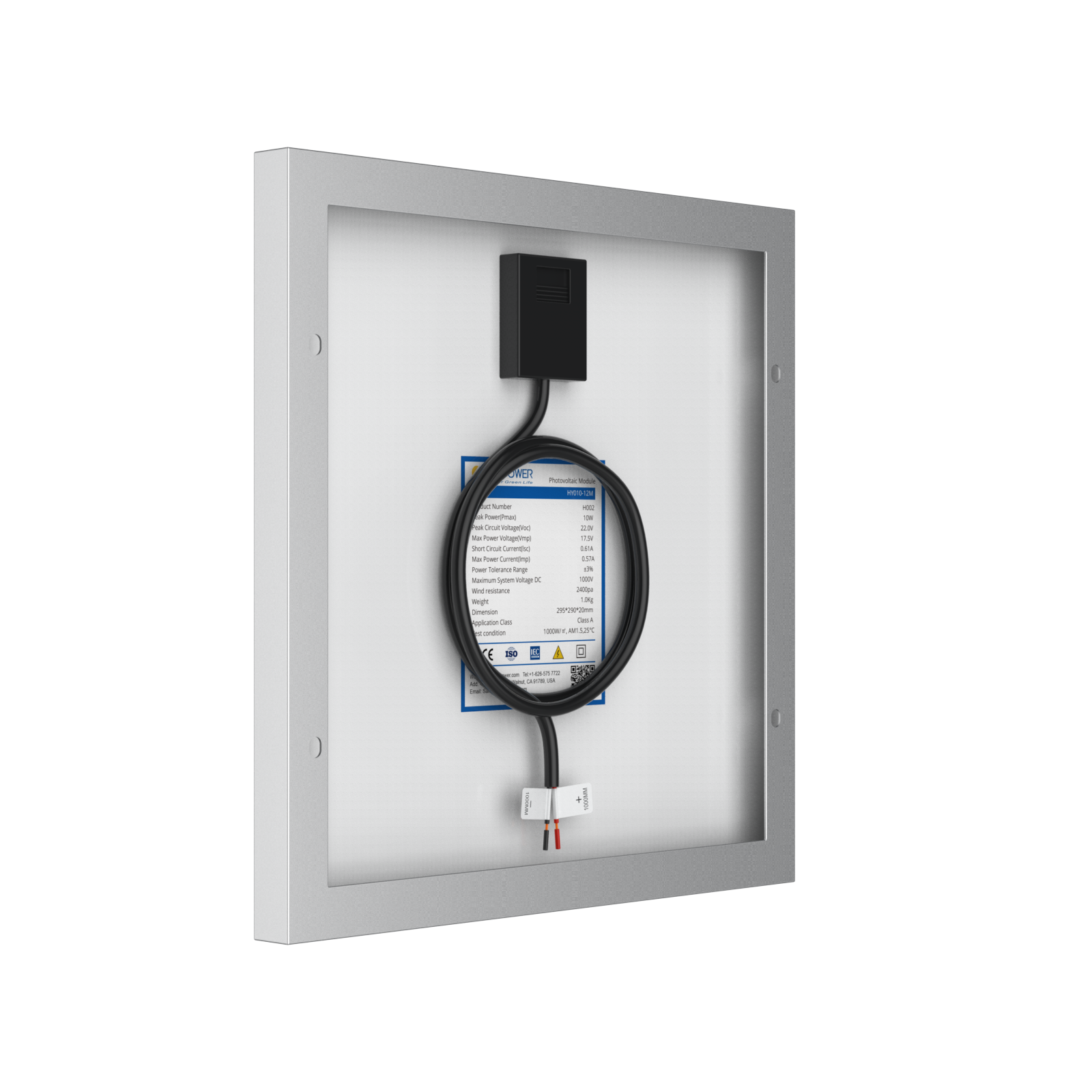 10 Watt 12 Volt Monocrystalline Solar Panel