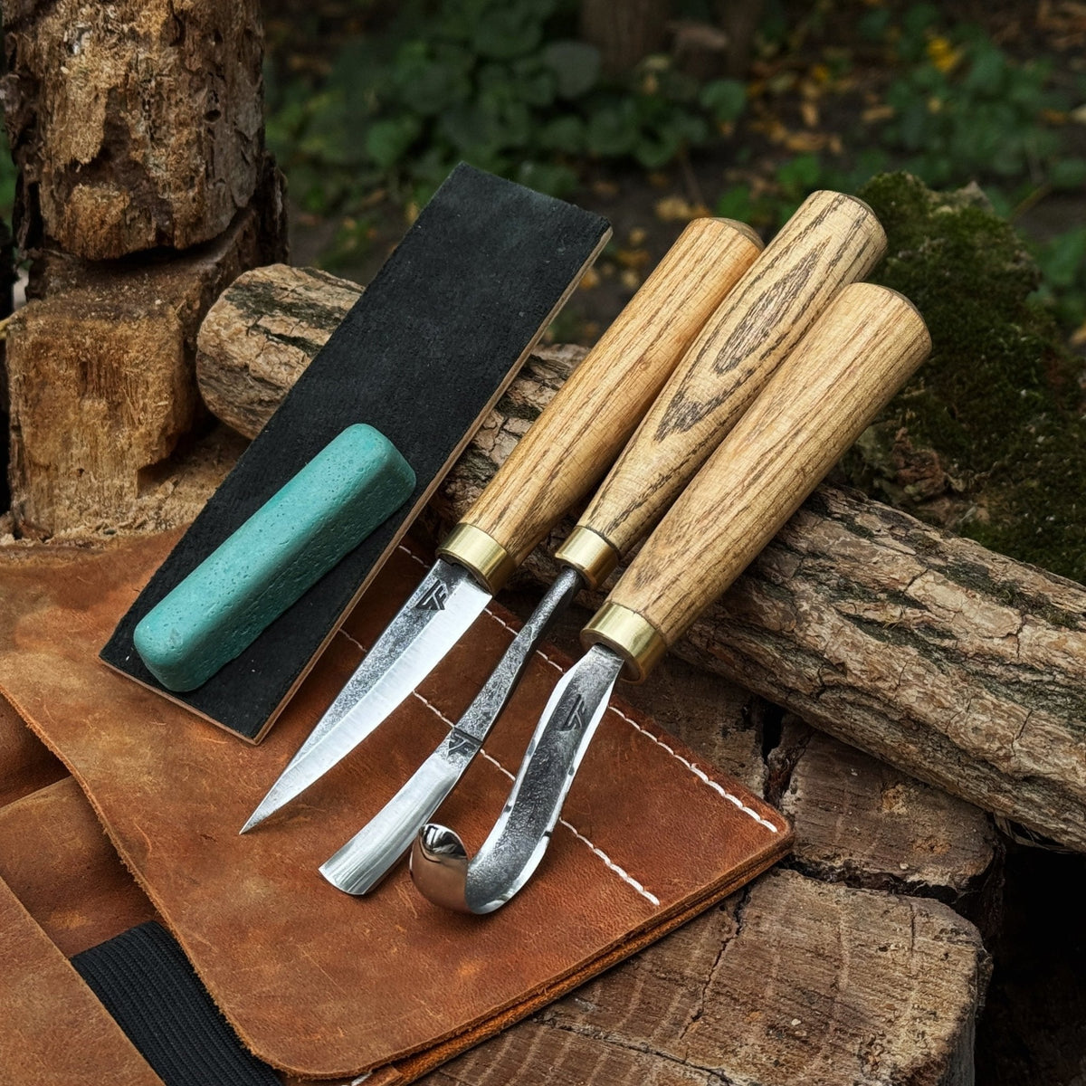 3-Piece Spoon Carving Tool Set with Sharpening Board