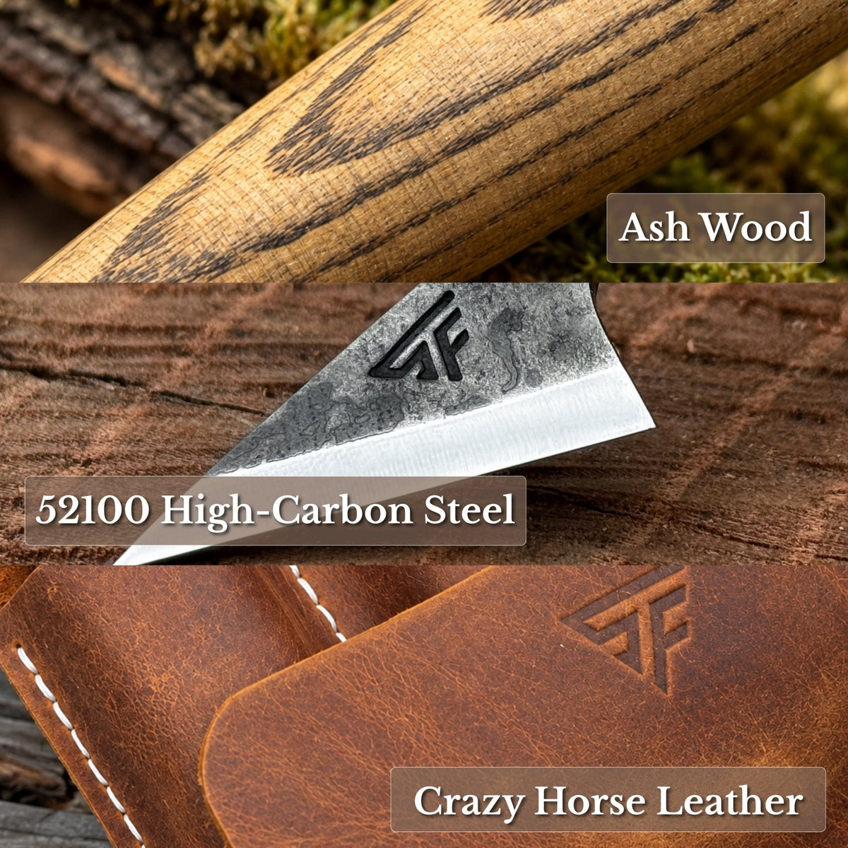 3-Piece Wood Carving Tool Set with Leather Case