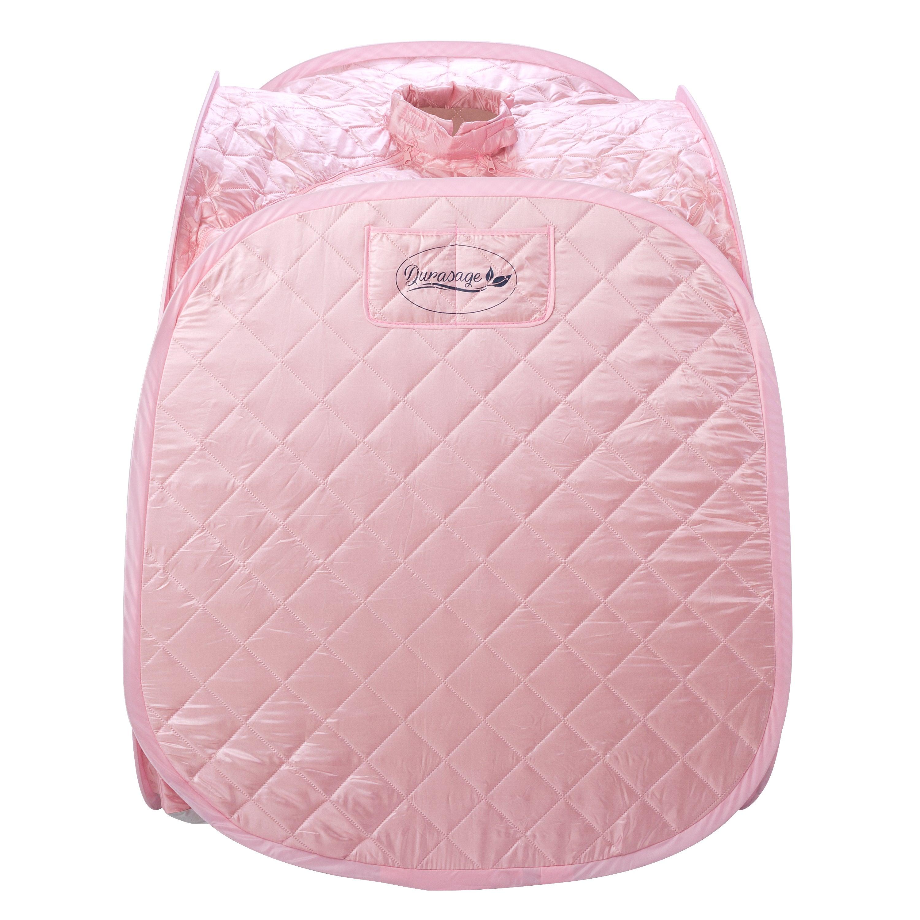 Durasage Personal Foldable Steam Sauna for Relaxation at Home, 60 Minute Timer, 800 Watt Steam Generator, Chair Included - Light Pink