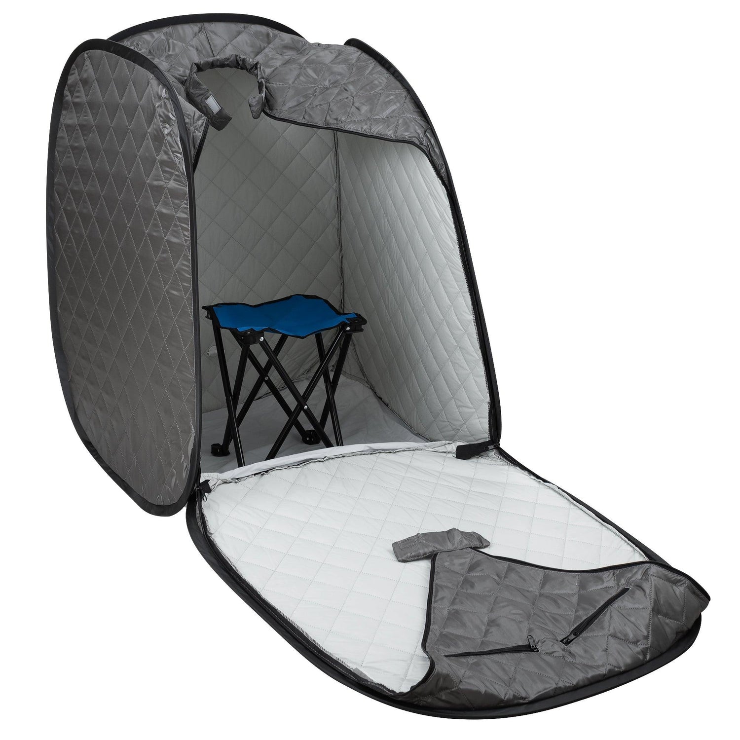 Personal Foldable Steam Sauna for Weight Loss, Detox, Relaxation at Home, 60 Minute Timer, 800 Watt Steam Generator, Chair Included (Gray)