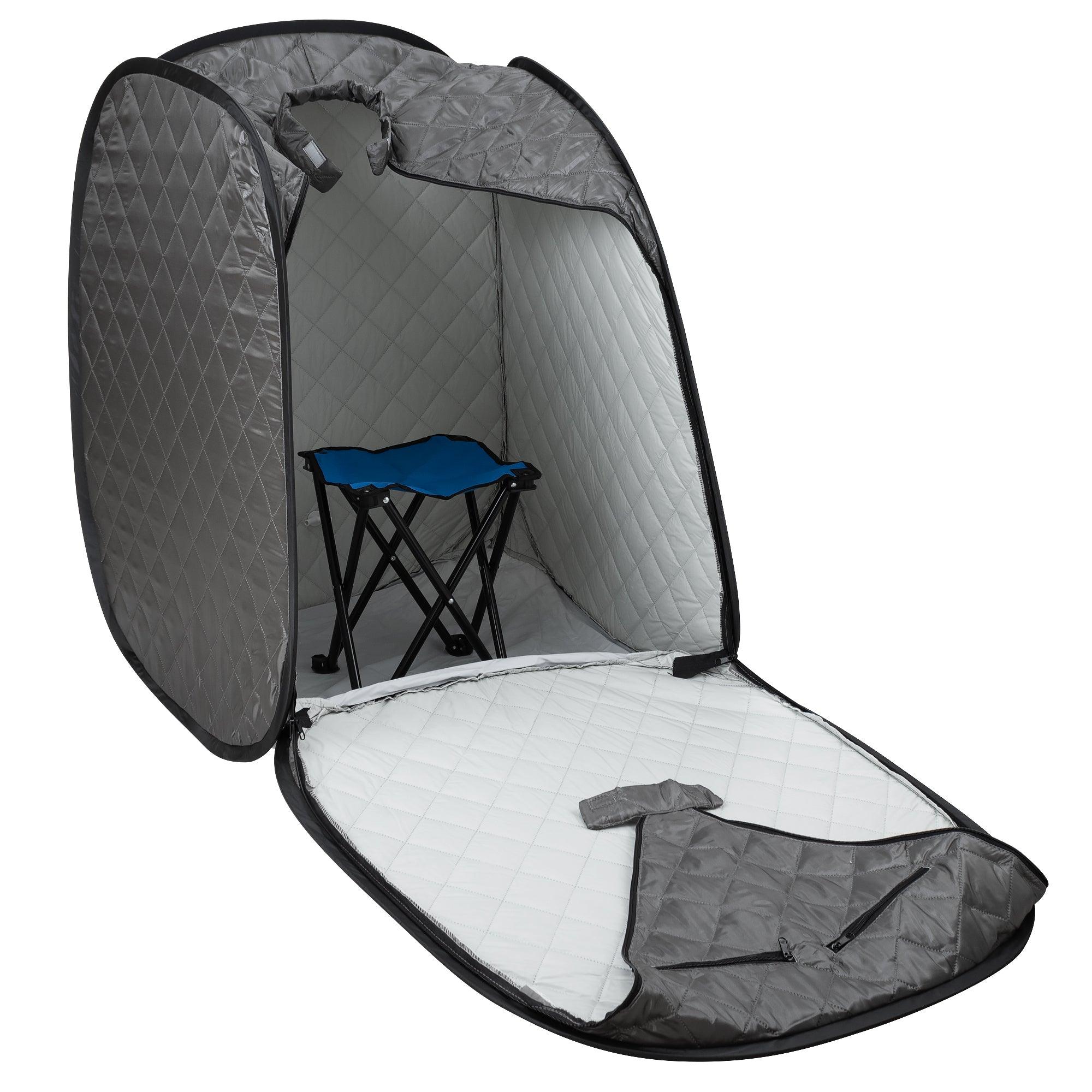 Personal Foldable Steam Sauna for Weight Loss, Detox, Relaxation at Home, 60 Minute Timer, 800 Watt Steam Generator, Chair Included (Gray)