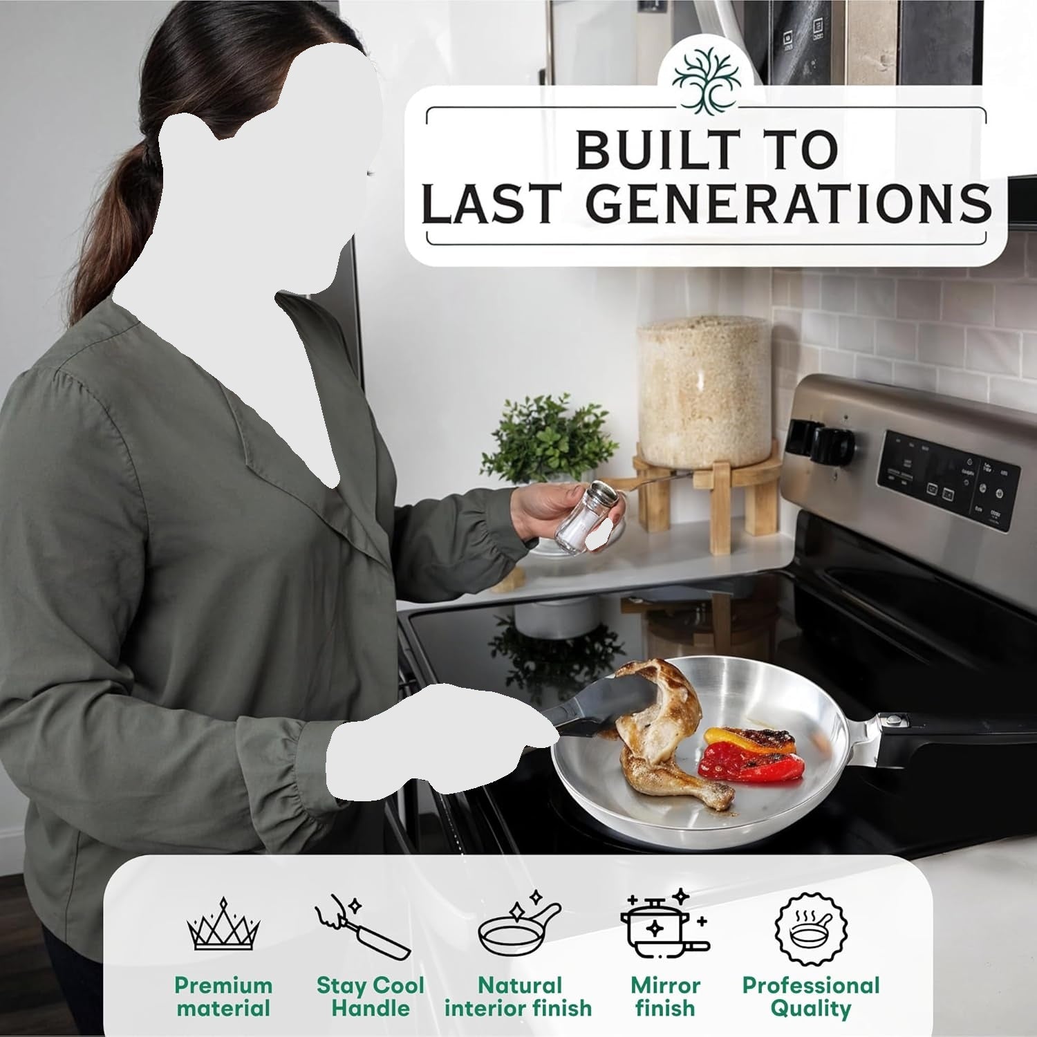 11-Inch Chef Skillet – Quick & Even Heat Distribution – Lightweight Cast Aluminum Frying Pan