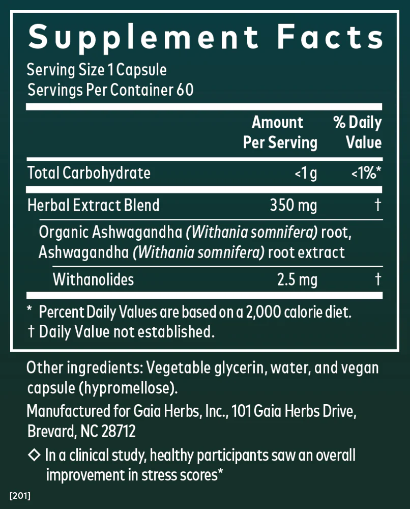Gaia Herbs Ashwagandha Root 60 Veg caps