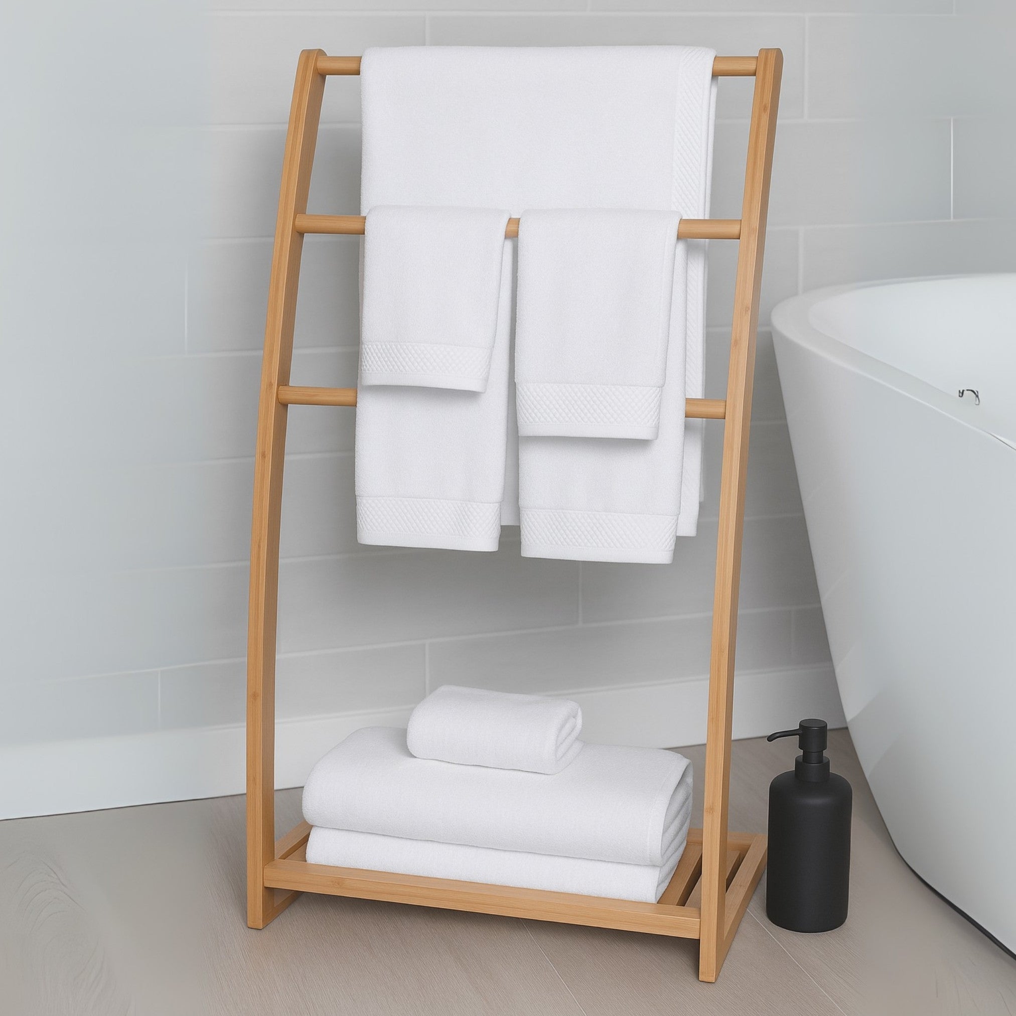Bamboo 8 Piece Towel Sets - White