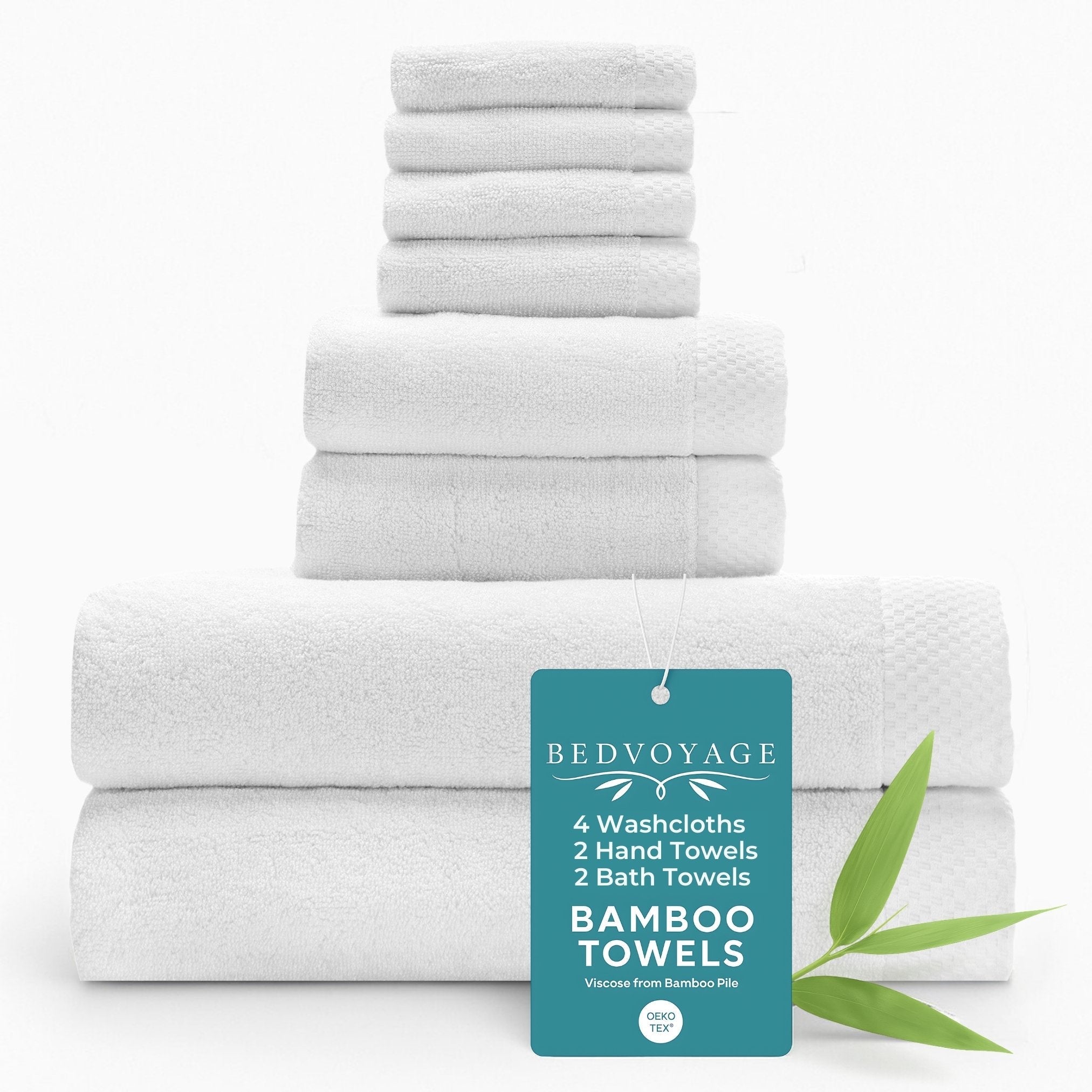 Bamboo 8 Piece Towel Sets - White