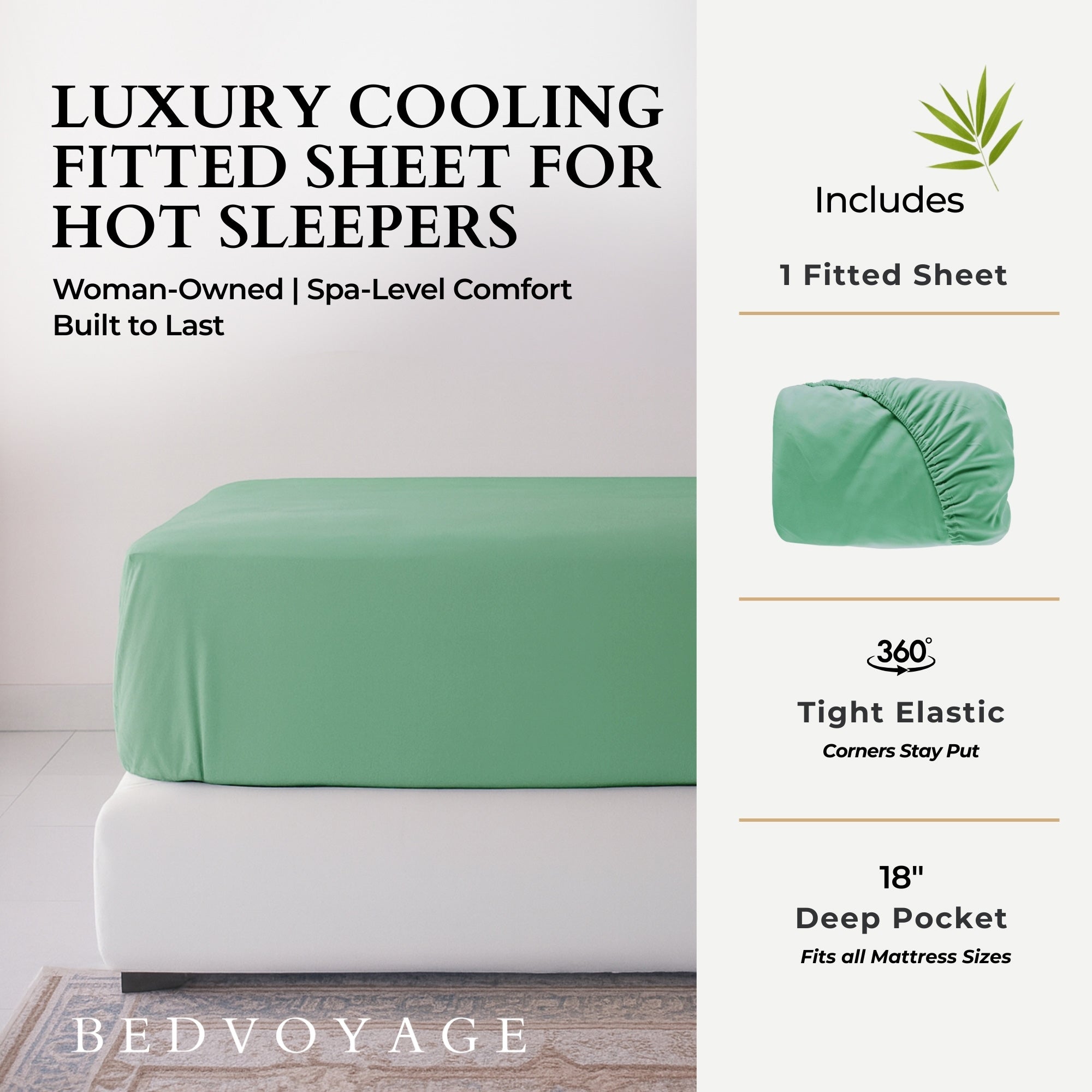 Bamboo Fitted Sheet - Seaglass