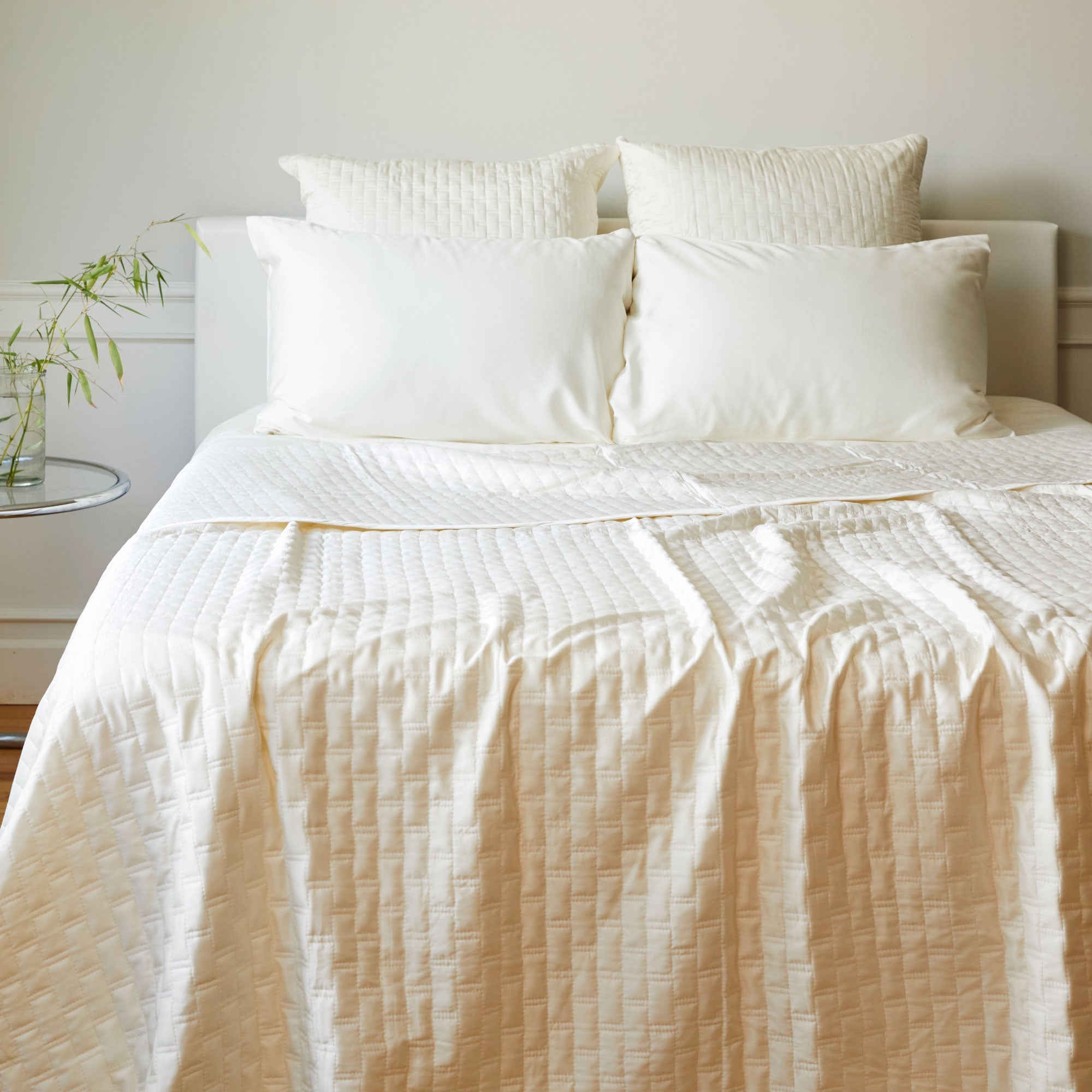 Bamboo Quilted Coverlet - Ivory