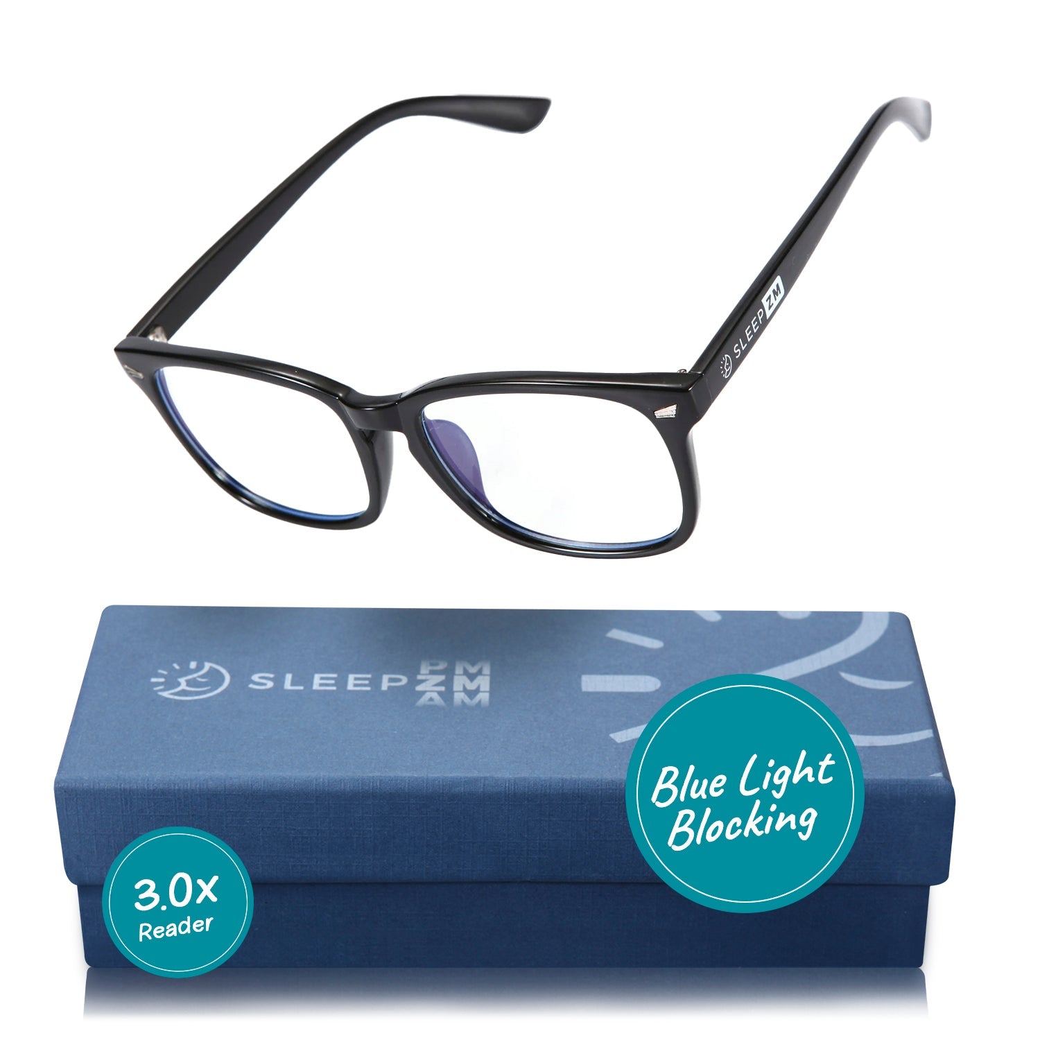 Daytime Wayfarer Blue Light Reading Glasses - Black 3.0x